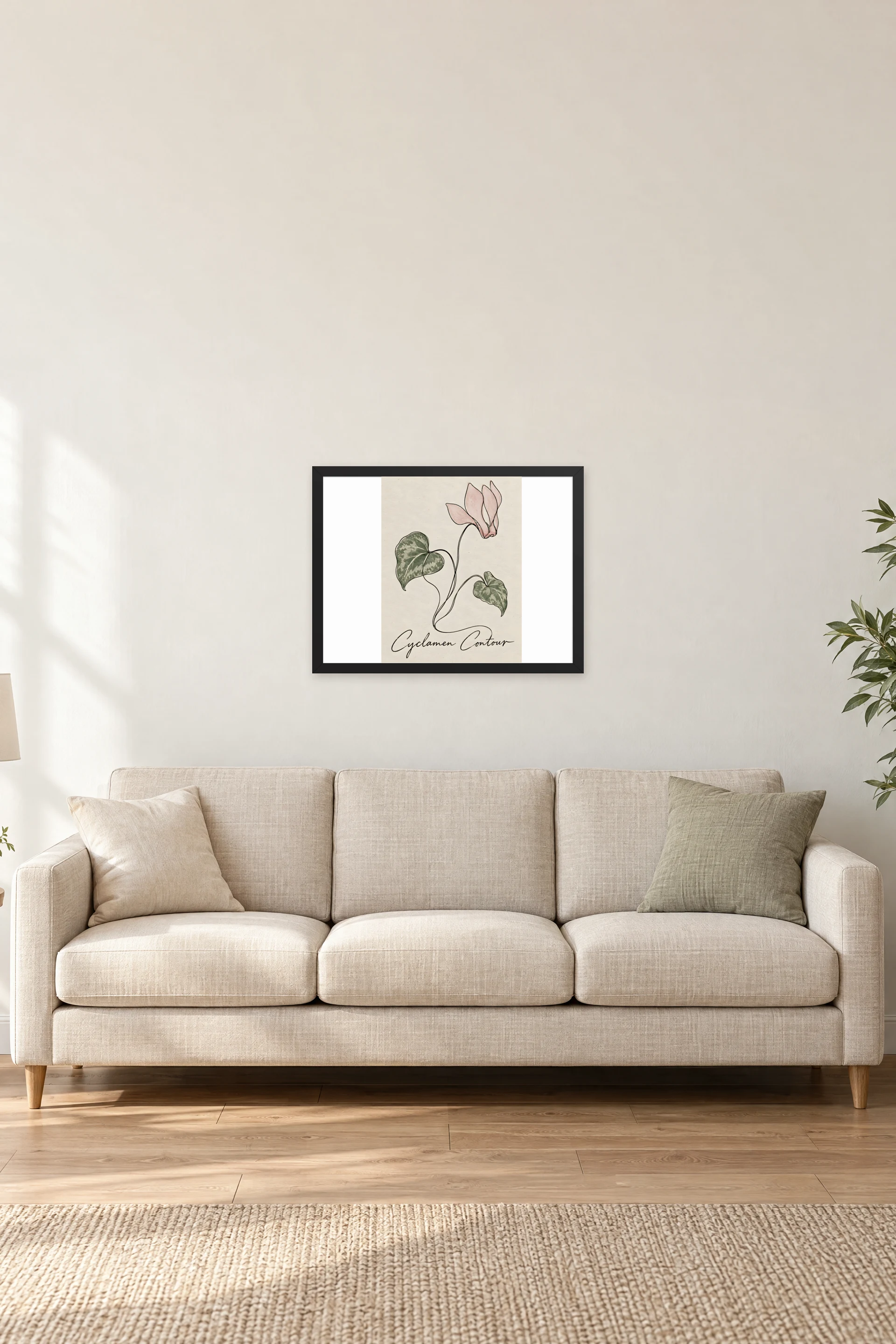 "Cyclamen Contour" Premium Wooden Framed Poster · Landscape — Black frame, 24 × 18 in