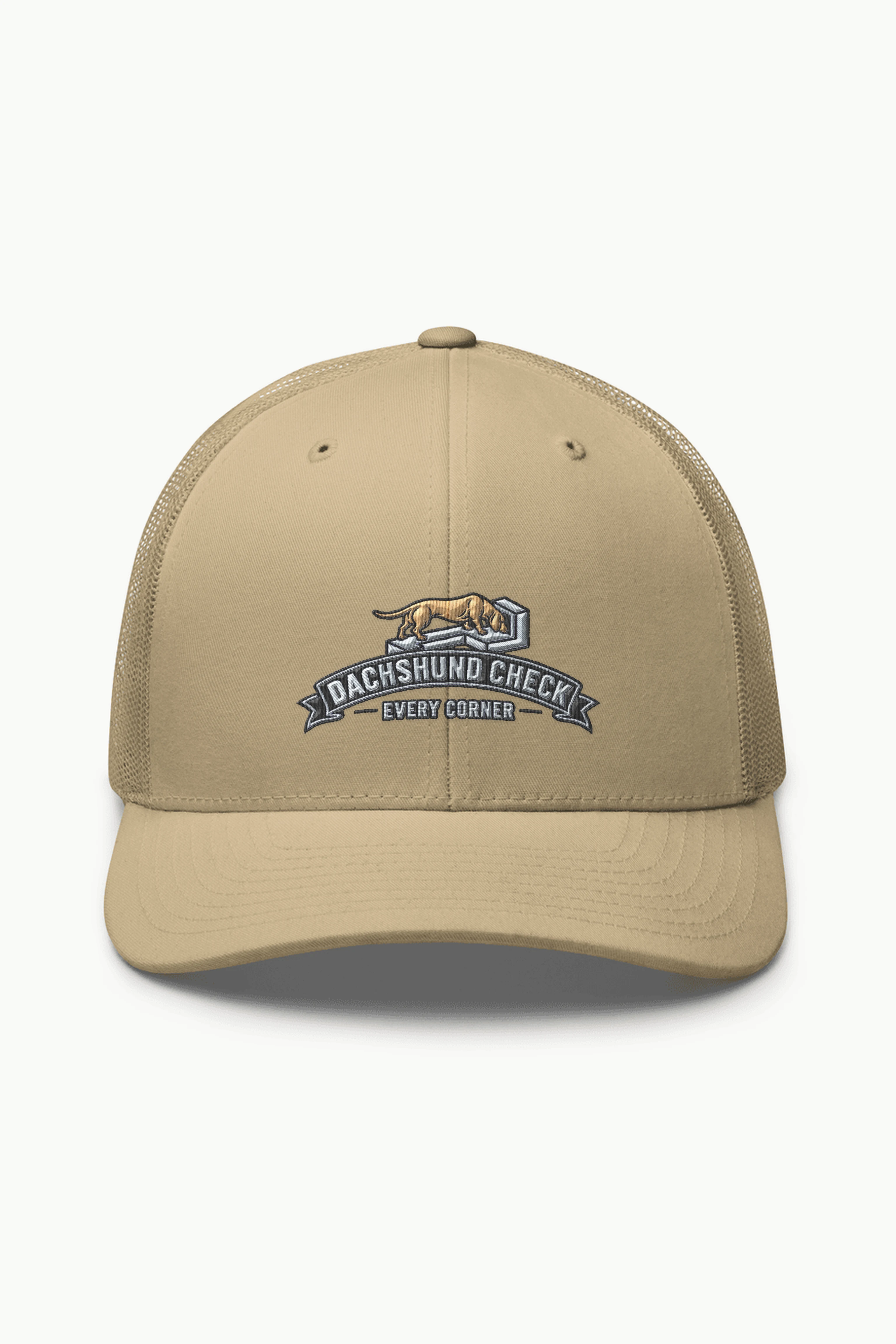 "Dachshund Check Every Corner" Retro Trucker Cap · Embroidered