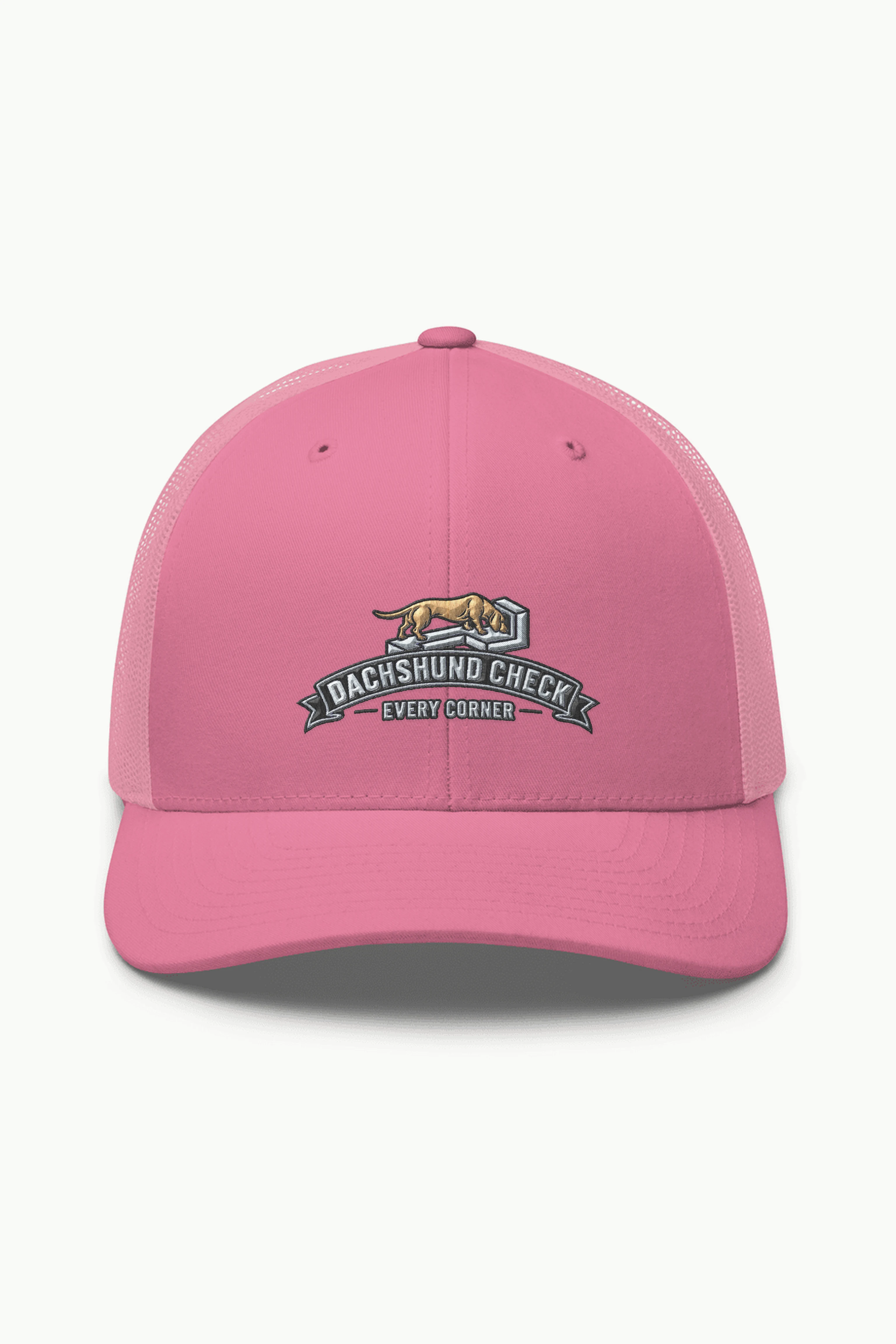 "Dachshund Check Every Corner" Retro Trucker Cap · Embroidered