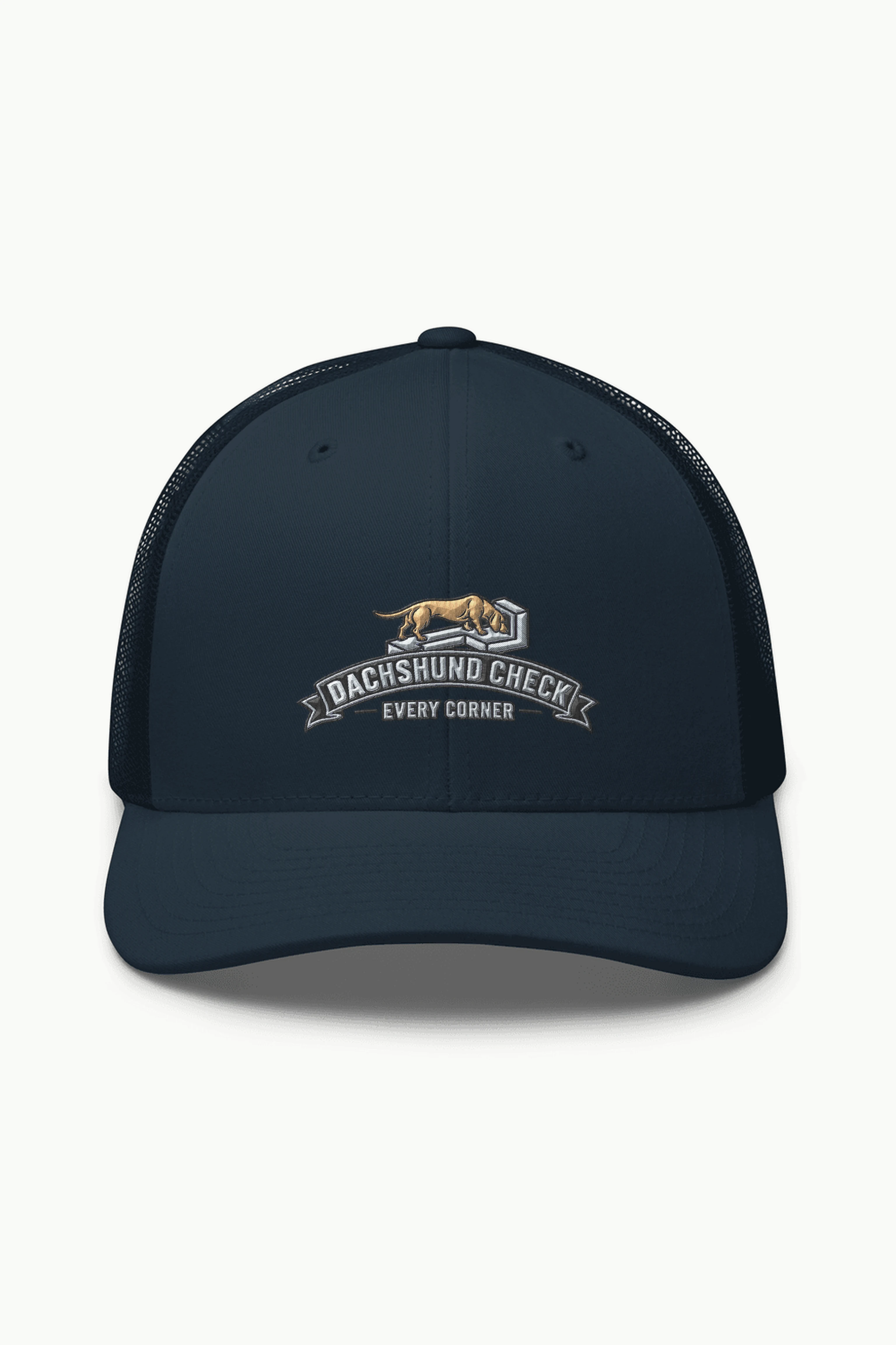 "Dachshund Check Every Corner" Retro Trucker Cap · Embroidered