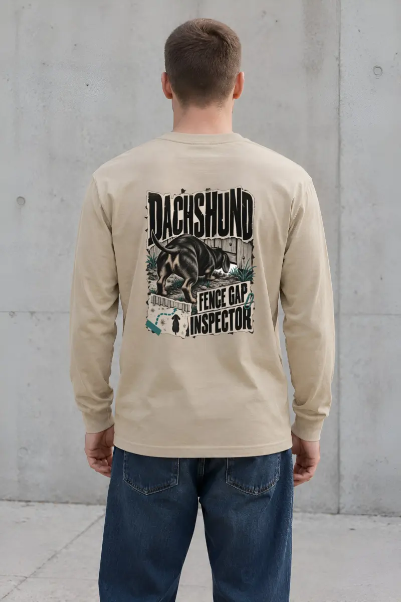 "Dachshund Fence Gap Inspector" Unisex Longsleeve T-shirt