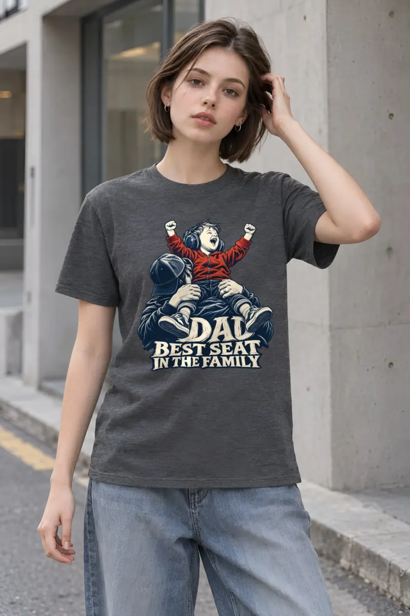 “Dad Best Seat in the Family” Heavyweight Unisex Crewneck T-shirt