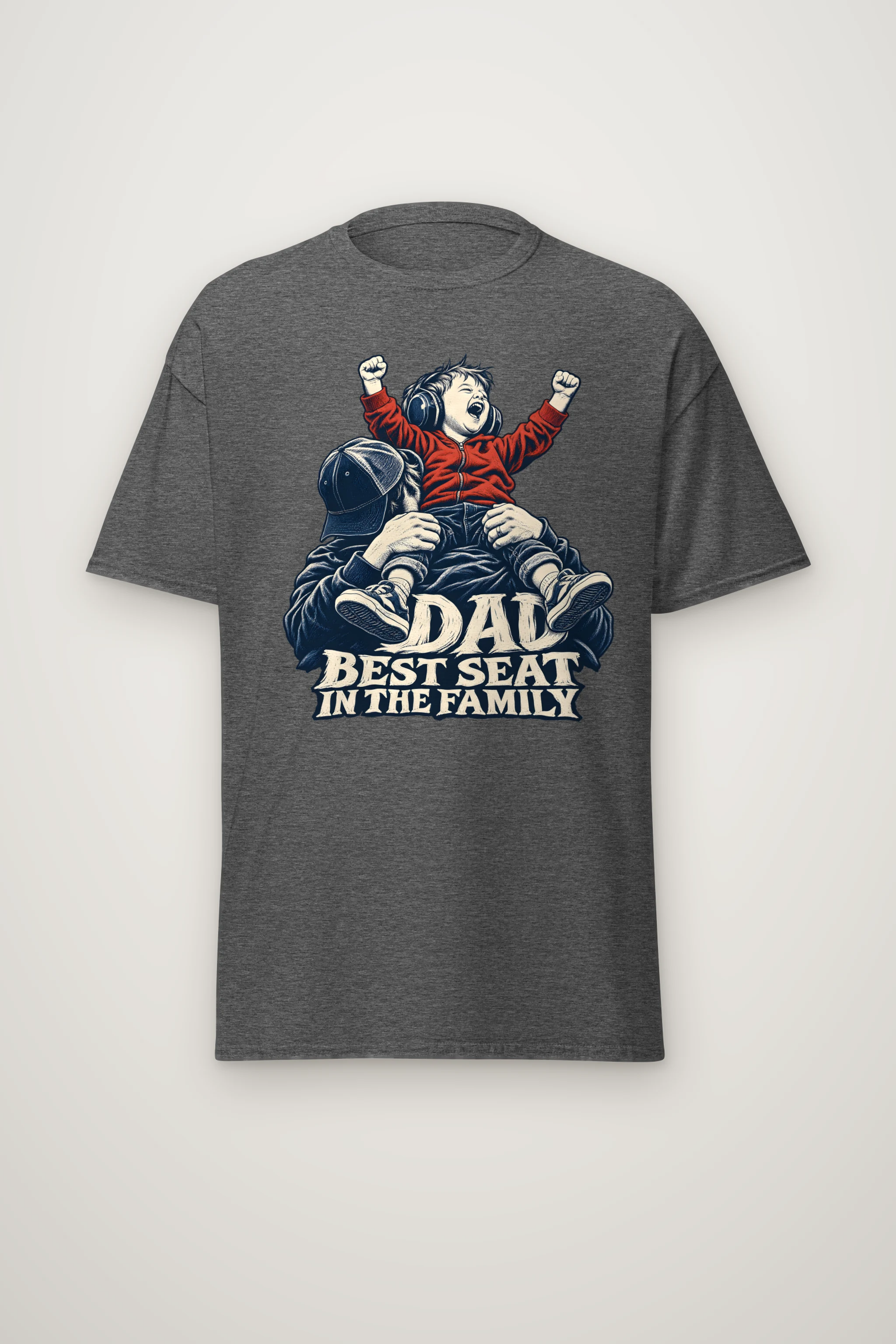 "Dad Best Seat in the Family" Heavyweight Unisex Crewneck T-shirt
