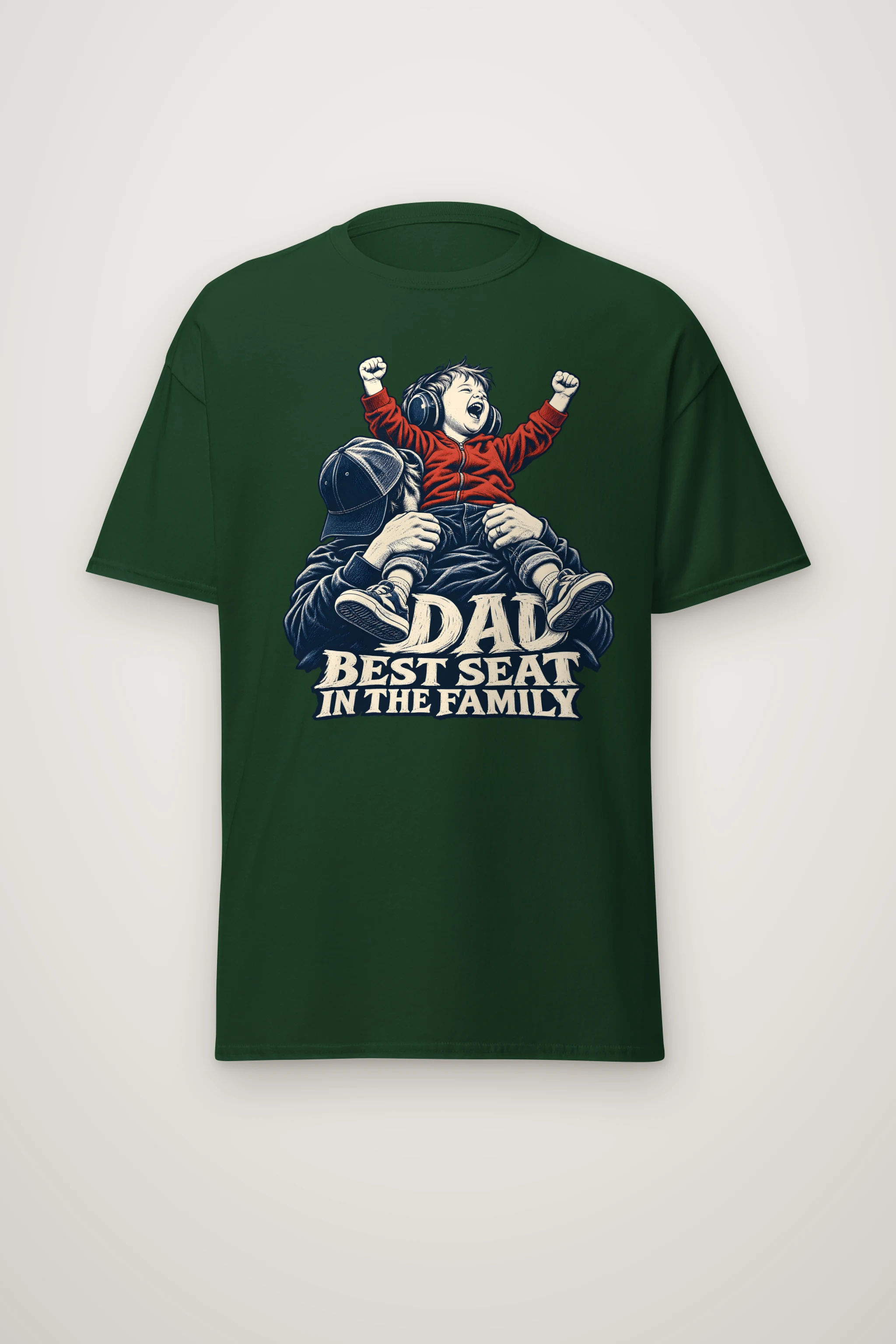 "Dad Best Seat in the Family" Heavyweight Unisex Crewneck T-shirt