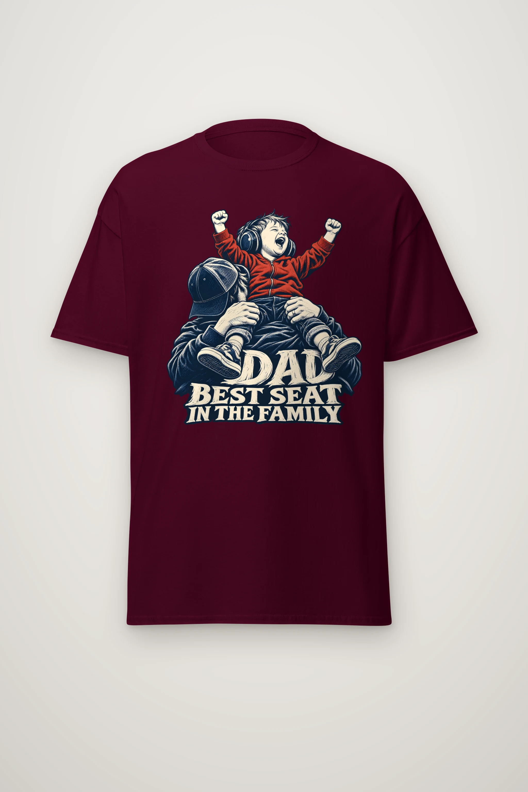 "Dad Best Seat in the Family" Heavyweight Unisex Crewneck T-shirt