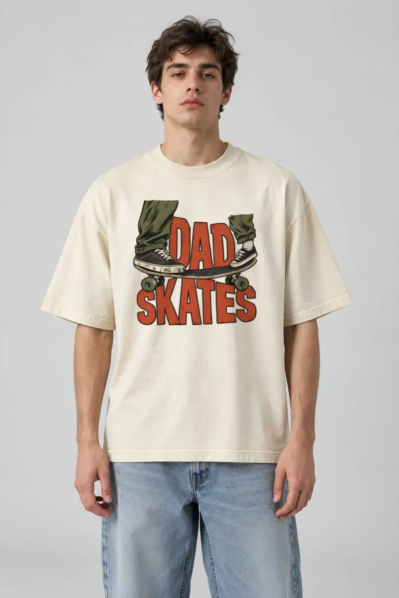“Dad Skates” Men’s Oversized Heavyweight Crewneck T-Shirt