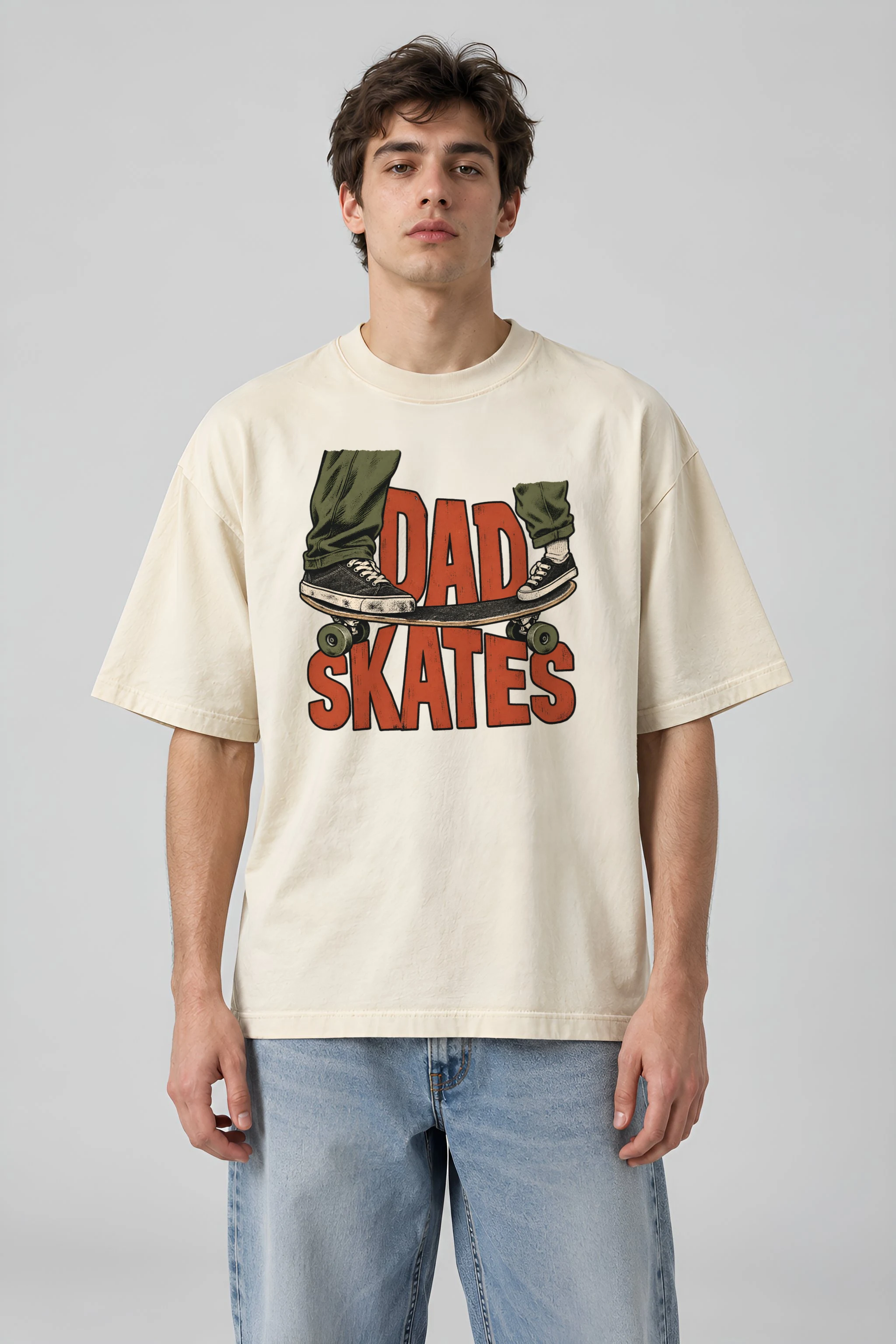 "Dad Skates" Men's Oversized Heavyweight Crewneck T-Shirt