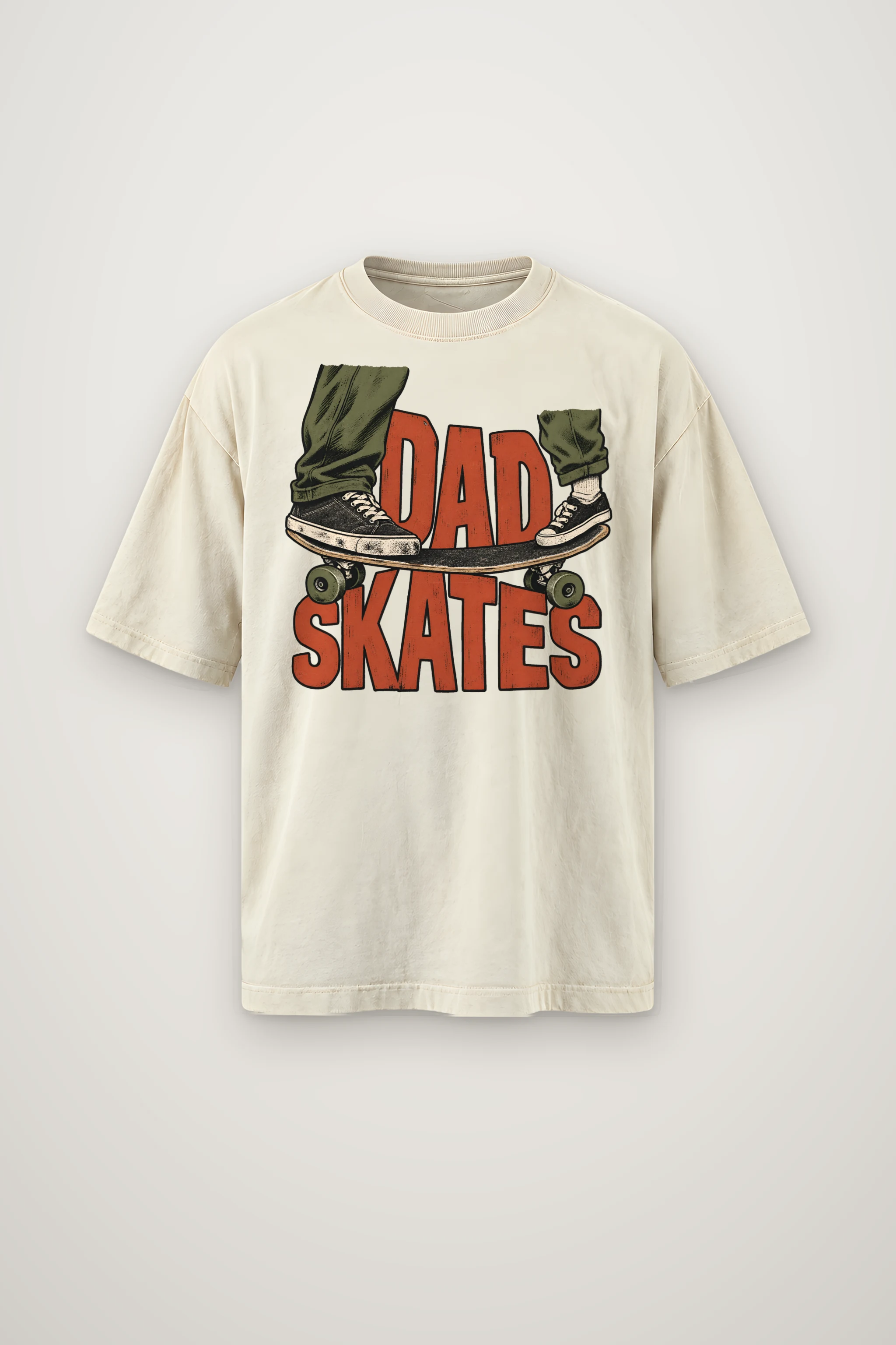 "Dad Skates" Men's Oversized Heavyweight Crewneck T-Shirt