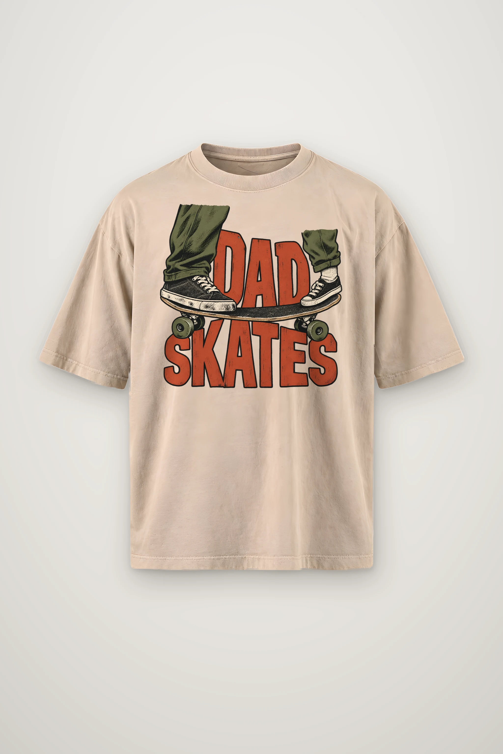 "Dad Skates" Men's Oversized Heavyweight Crewneck T-Shirt
