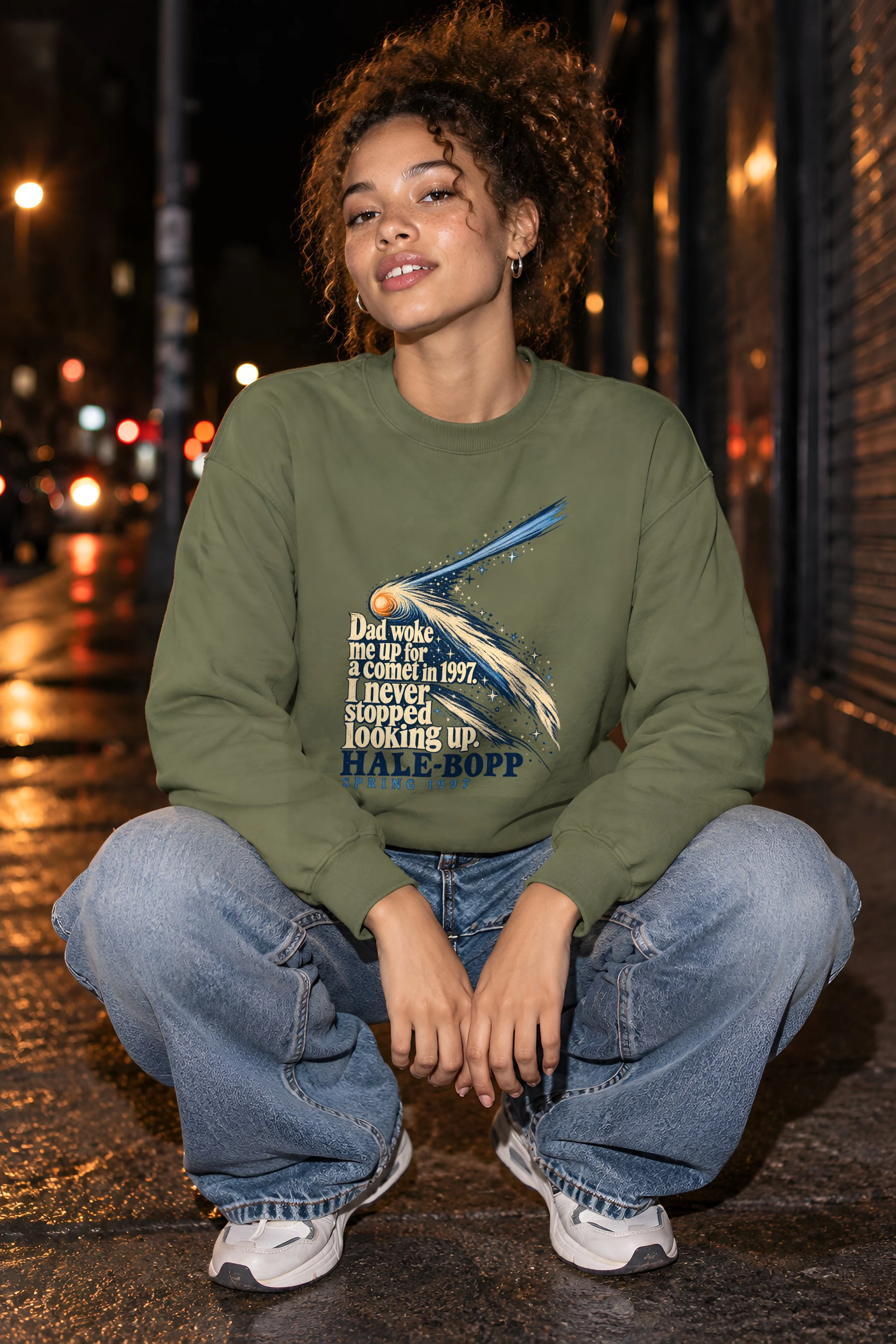 "Dad Woke Me Up Hale-Bopp" Unisex Crewneck Sweatshirt