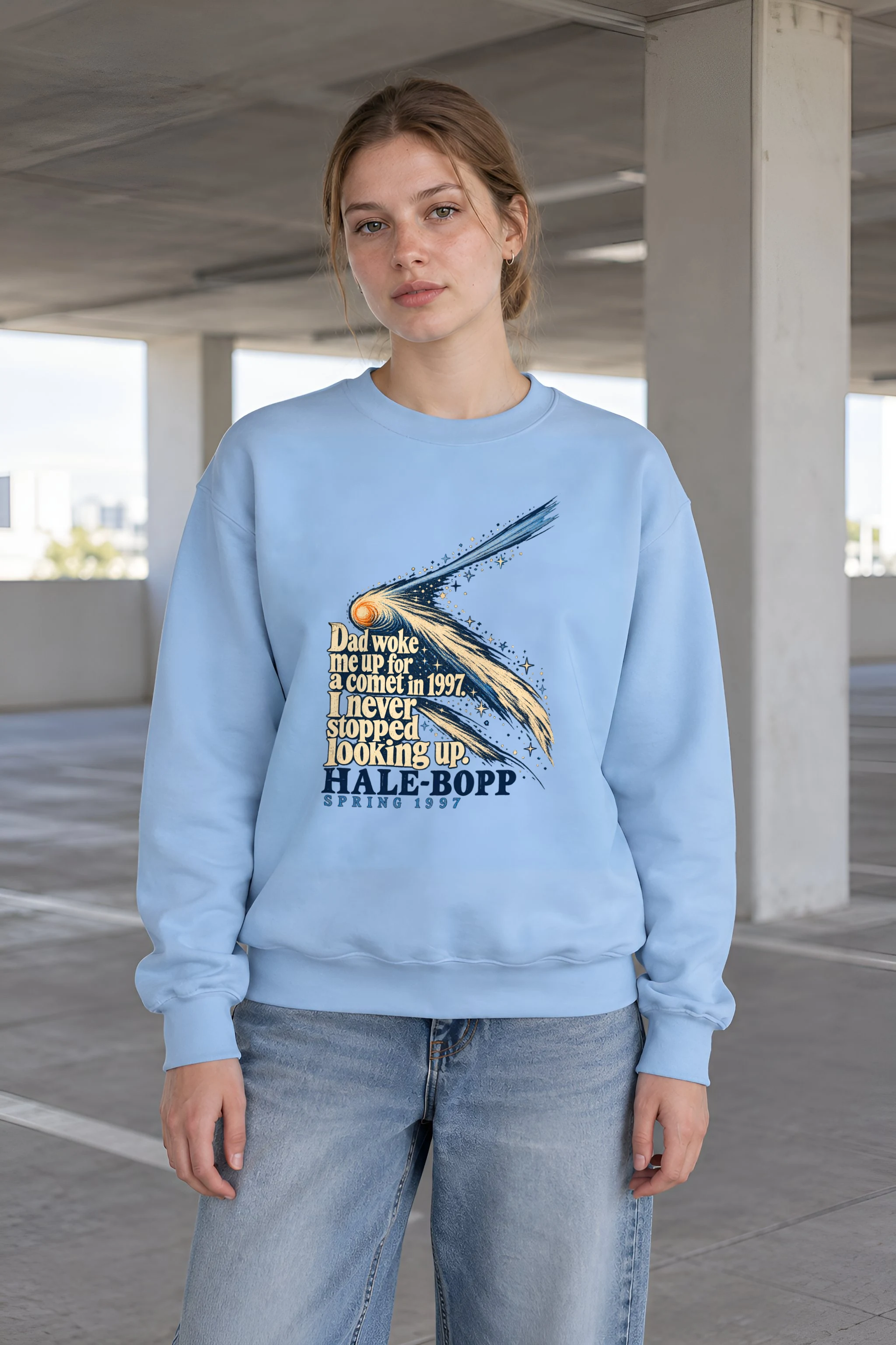 "Dad Woke Me Up Hale-Bopp" Unisex Crewneck Sweatshirt
