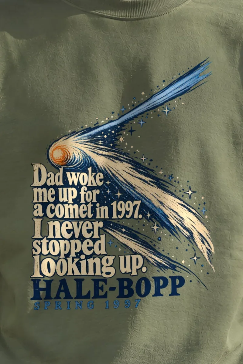 "Dad Woke Me Up Hale-Bopp" Unisex Crewneck Sweatshirt - the graphic up close