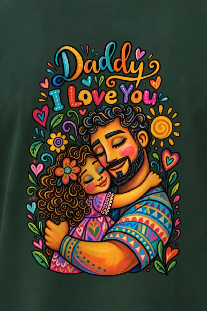 "Daddy I Love You" Heavyweight Unisex Crewneck T-shirt - the graphic up close