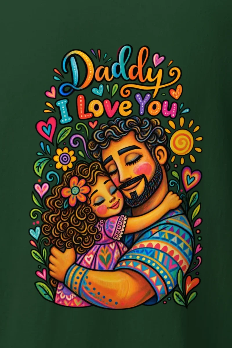 "Daddy I Love You" Heavyweight Unisex Crewneck T-shirt - the graphic up close
