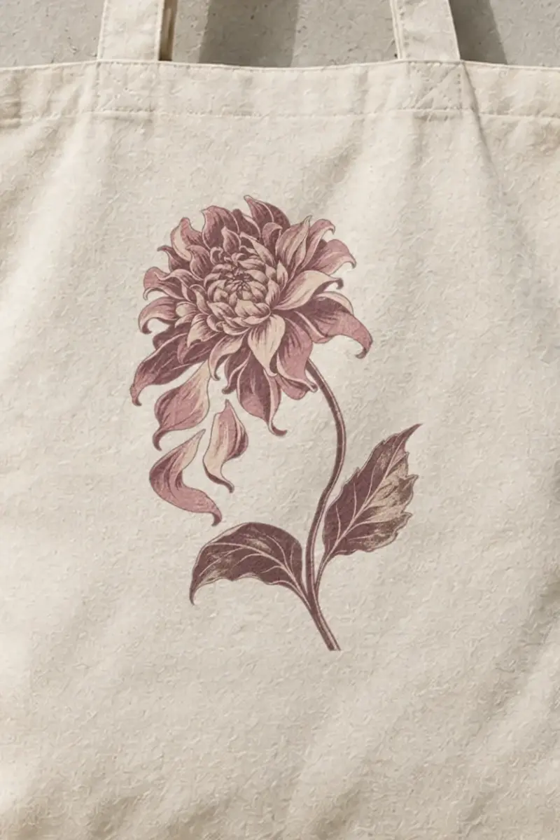 "Dahlia Afterimage" Classic Cotton Tote Bag - the graphic up close