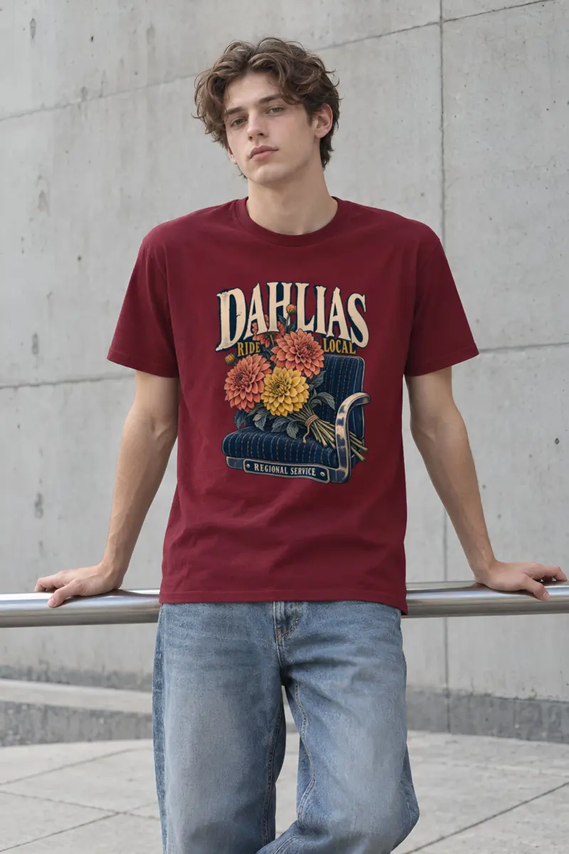 “Dahlias Ride Local” Heavyweight Unisex Crewneck T-shirt