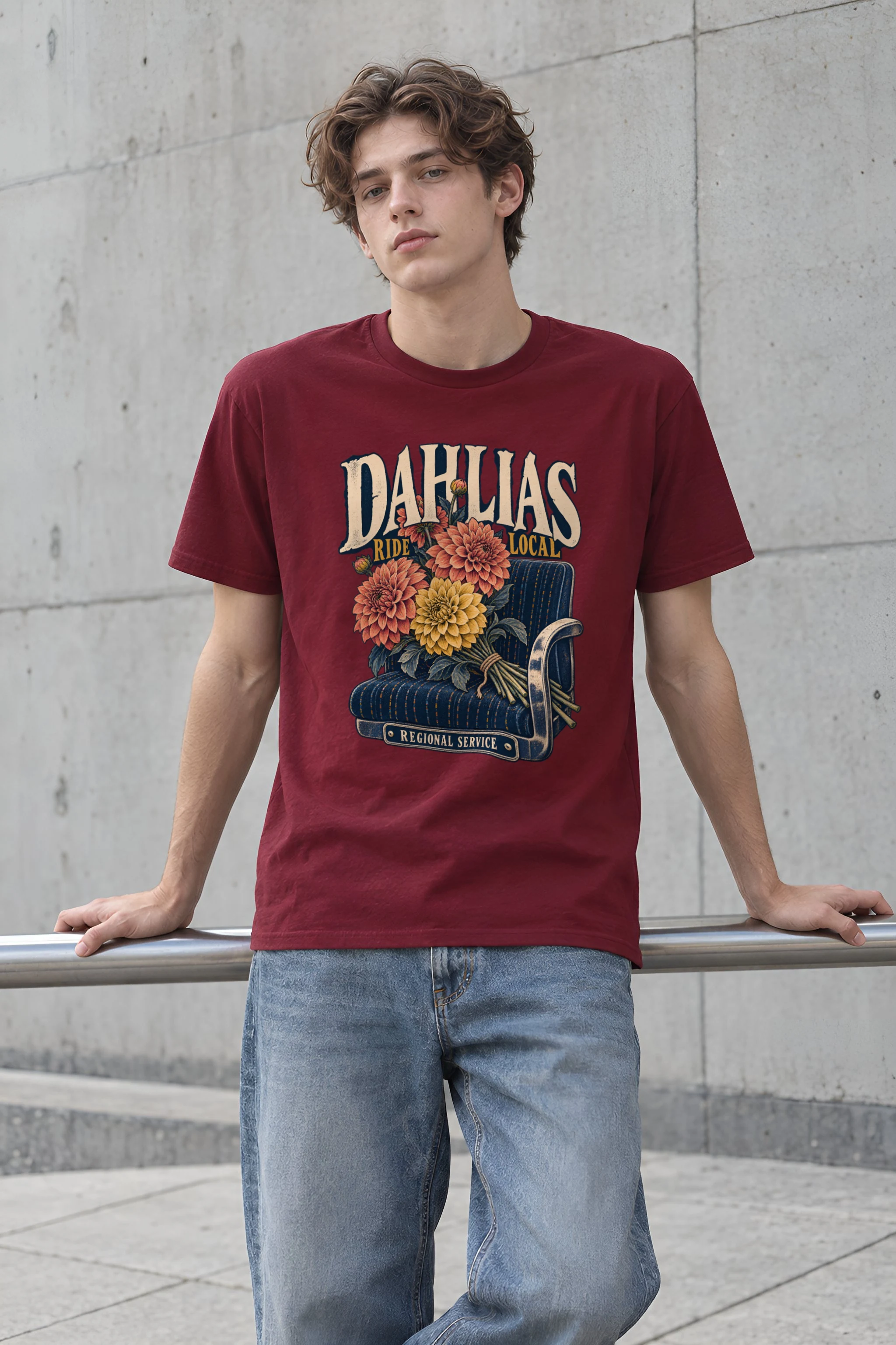 "Dahlias Ride Local" Heavyweight Unisex Crewneck T-shirt