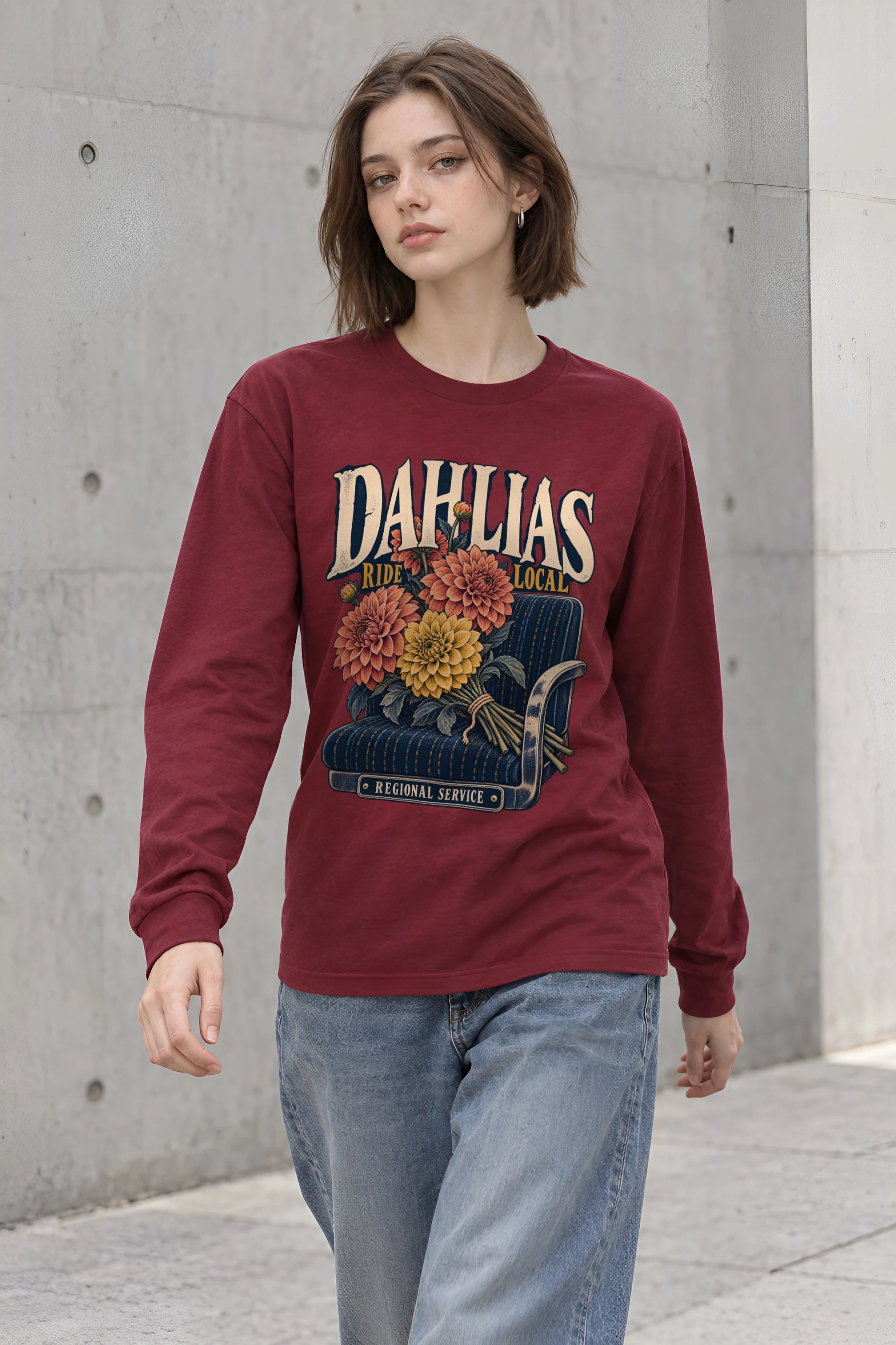 "Dahlias Ride Local Regional Service" Unisex Longsleeve T-shirt
