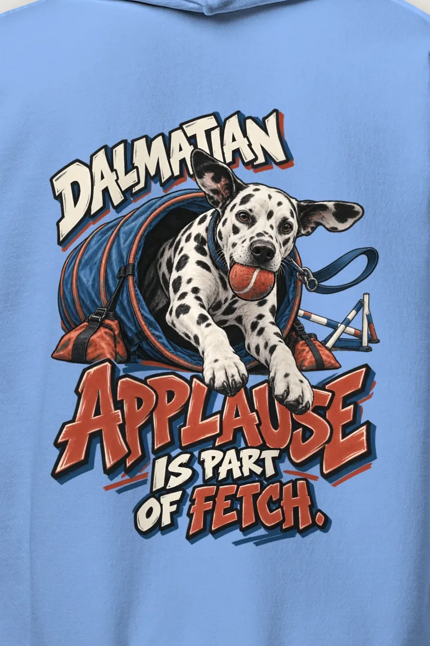 "Dalmatian Applause" Heavy Blend Unisex Pullover Hoodie - the graphic up close