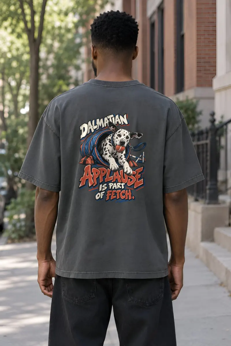"Dalmatian Applause Is Part of Fetch" Unisex Oversized Heavyweight Crewneck T-Shirt