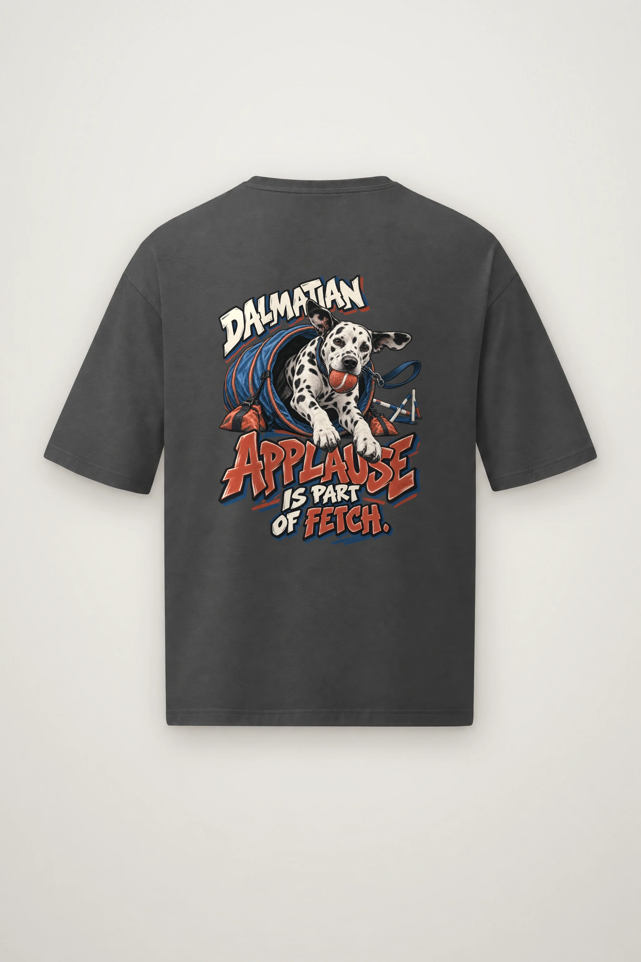 "Dalmatian Applause Is Part of Fetch" Men's Oversized Heavyweight Crewneck T-Shirt
