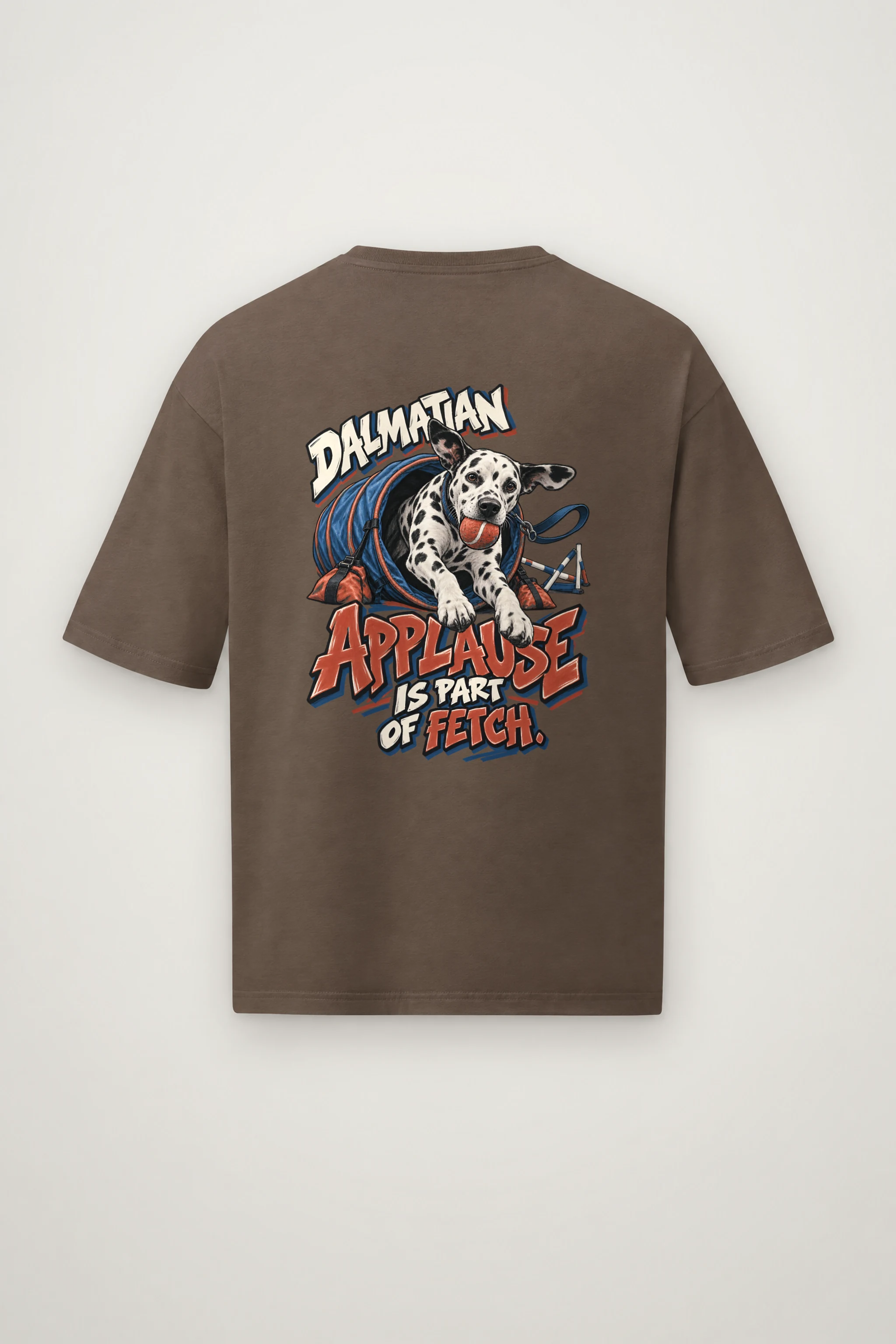 "Dalmatian Applause Is Part of Fetch" Men's Oversized Heavyweight Crewneck T-Shirt