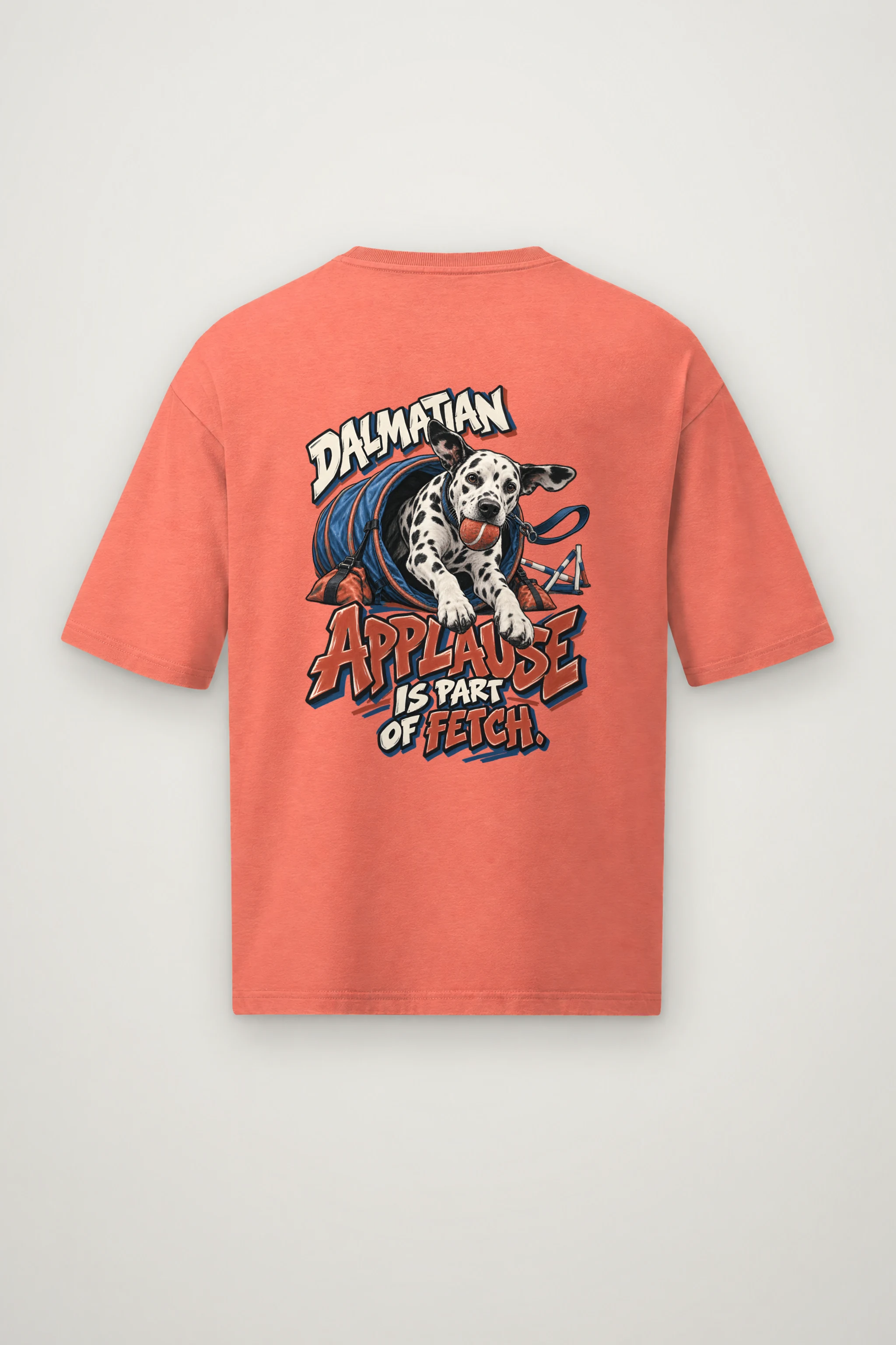"Dalmatian Applause Is Part of Fetch" Men's Oversized Heavyweight Crewneck T-Shirt