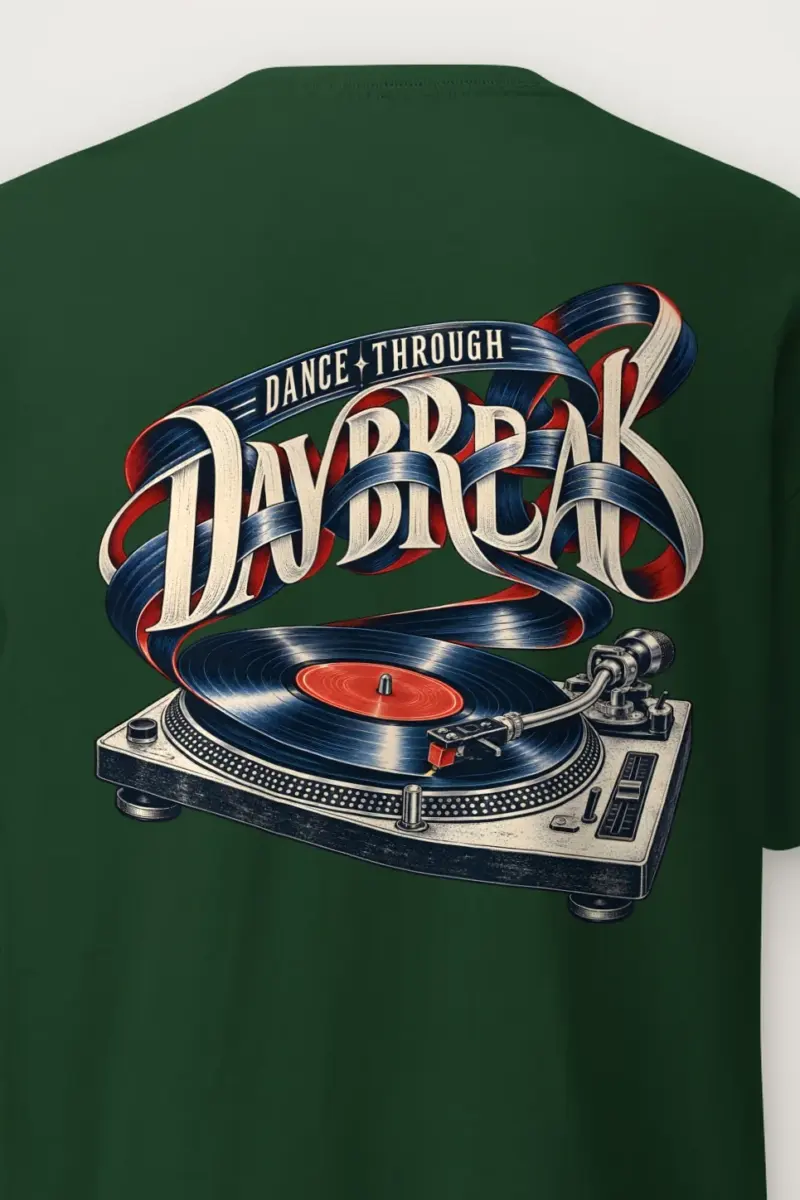 "Dance Through Daybreak" Heavyweight Unisex Crewneck T-shirt - the graphic up close