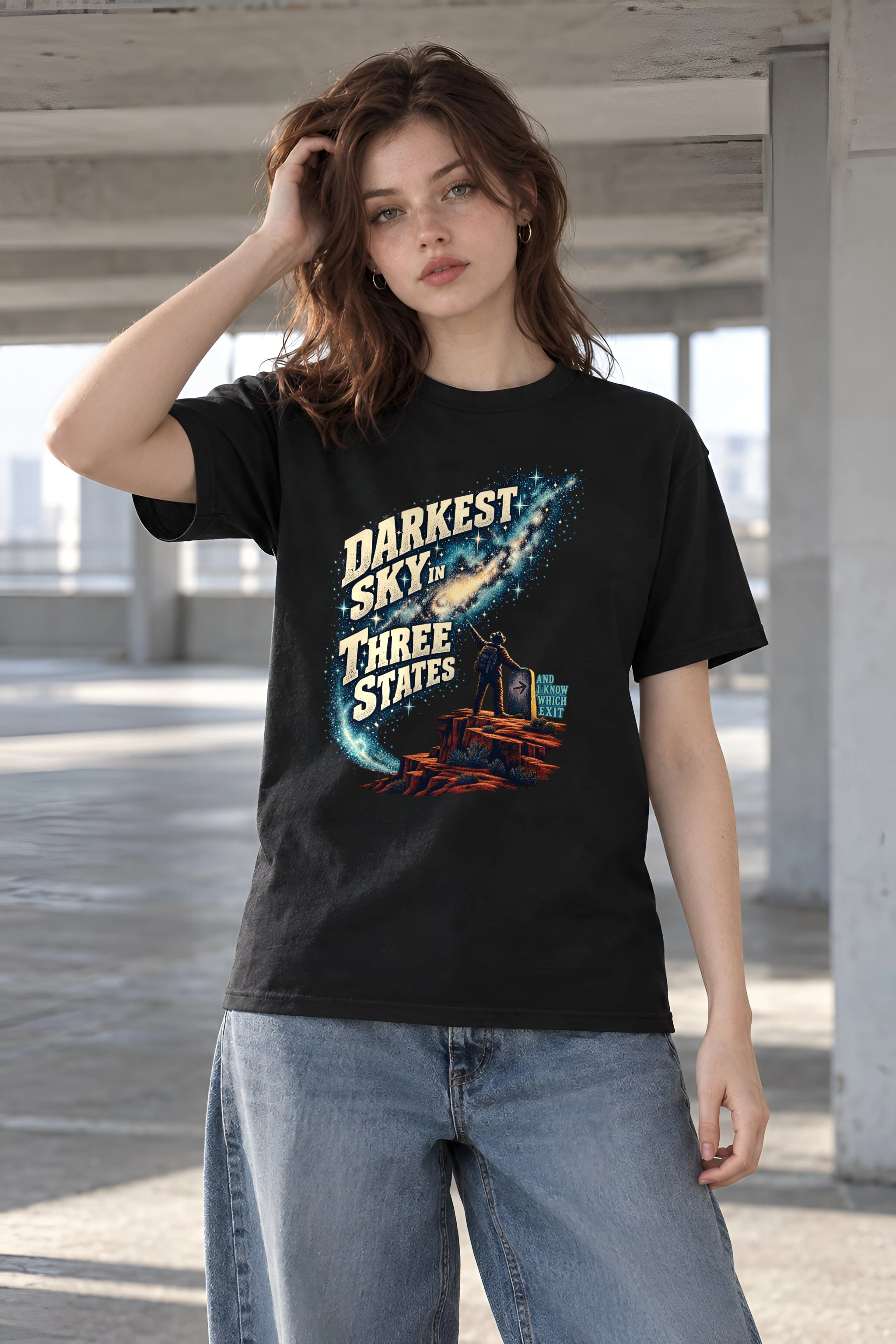 "Darkest Sky in Three States" Heavyweight Unisex Crewneck T-shirt