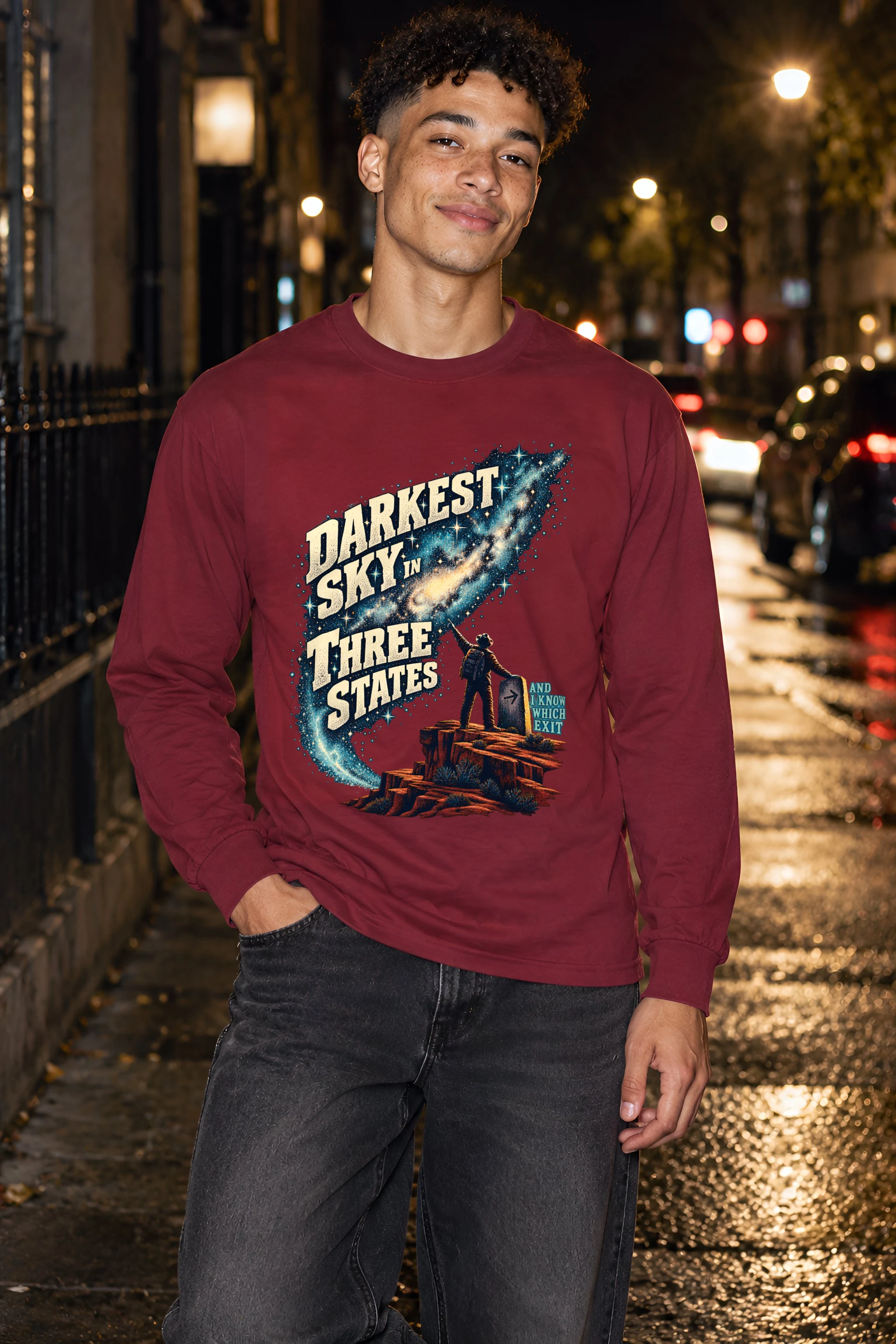 "Darkest Sky in Three States" Unisex Longsleeve T-shirt