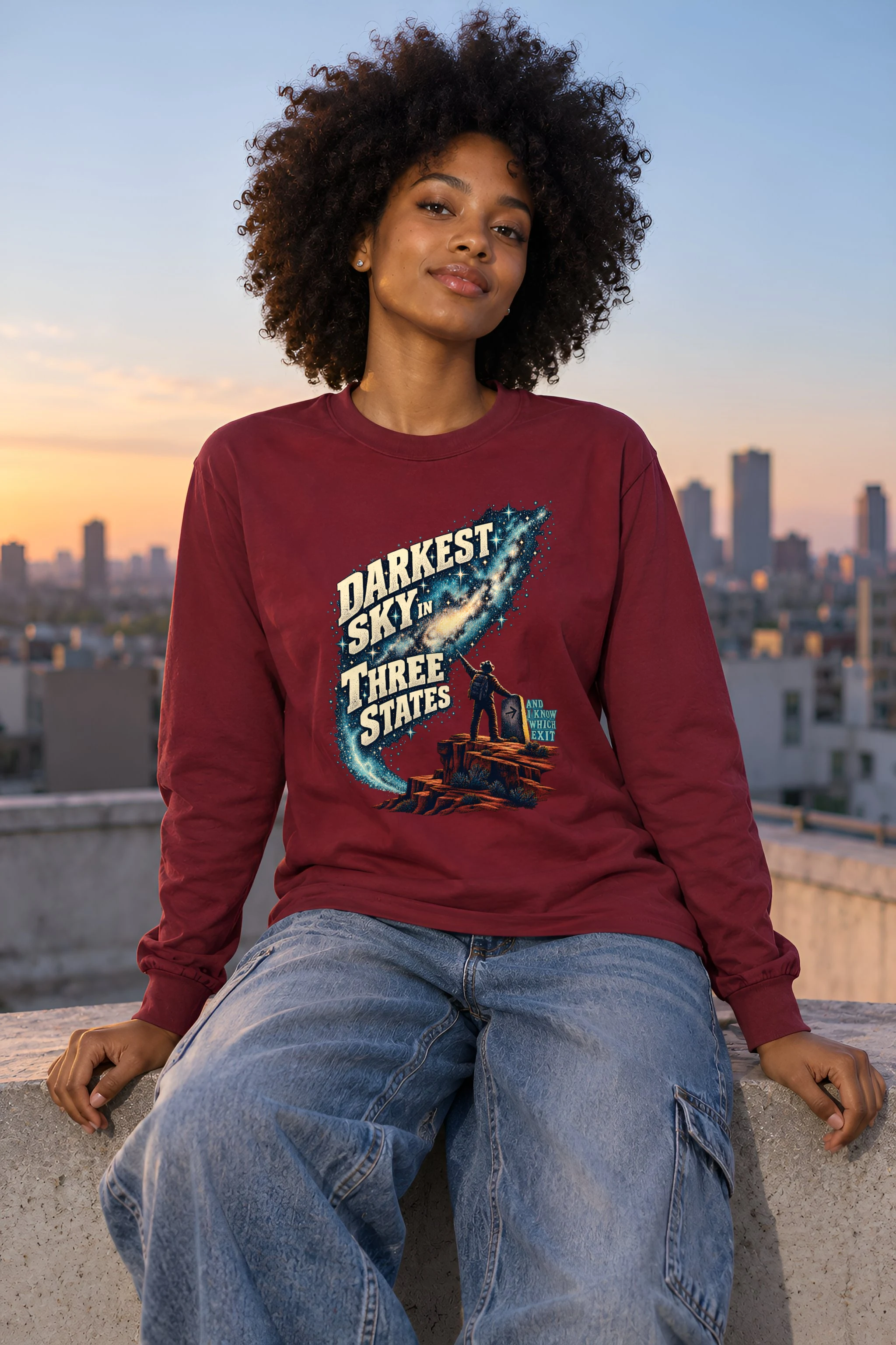 "Darkest Sky in Three States" Unisex Longsleeve T-shirt