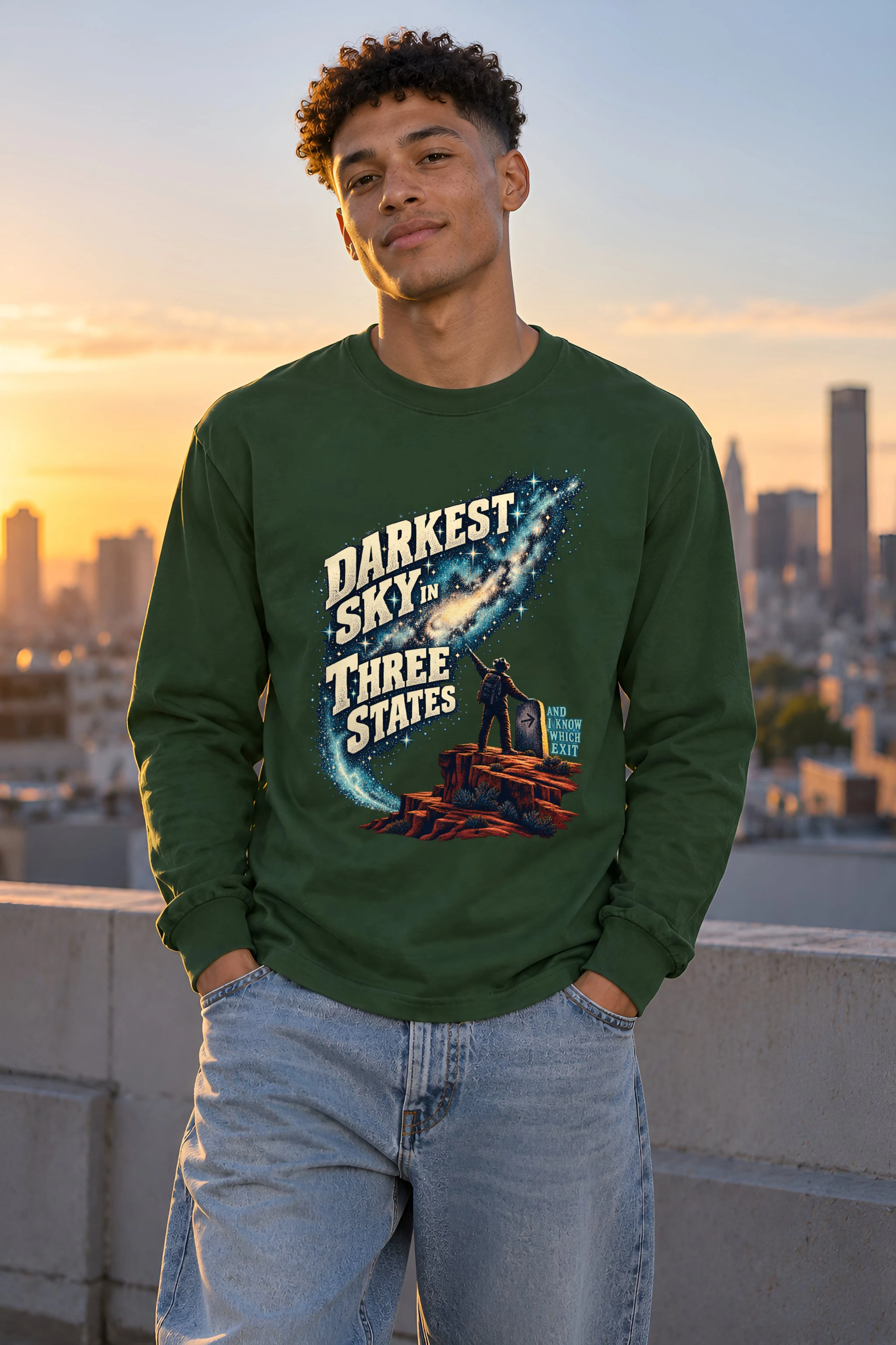 "Darkest Sky in Three States" Unisex Longsleeve T-shirt