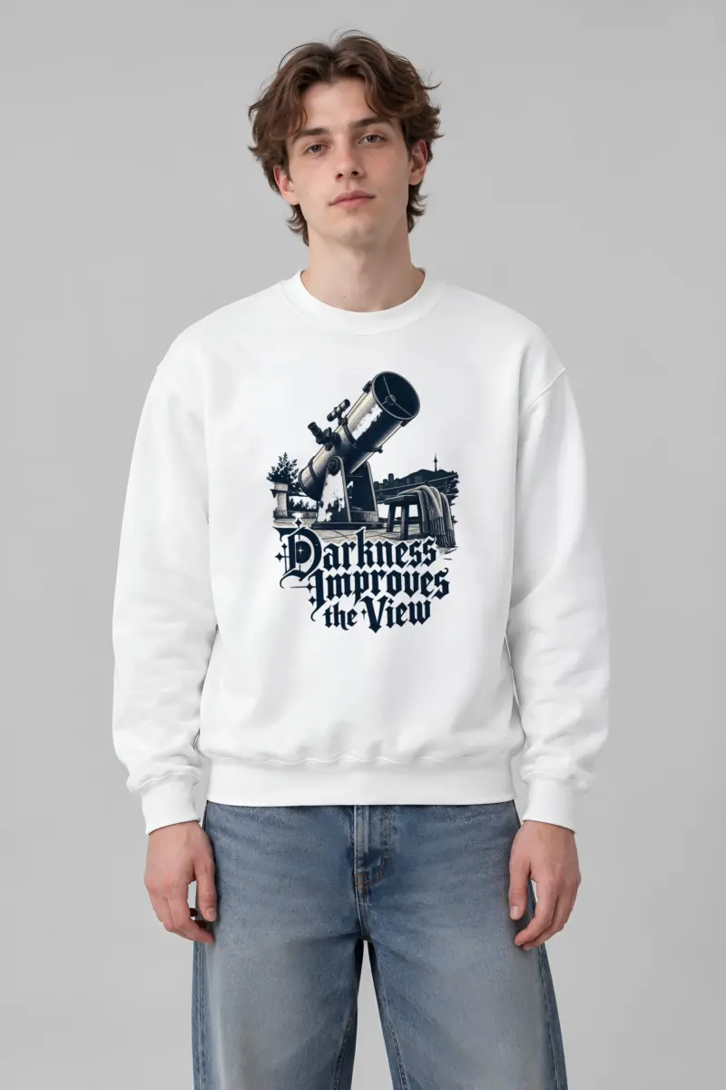"Darkness Improves the View" Heavy Blend Unisex Crewneck Sweatshirt