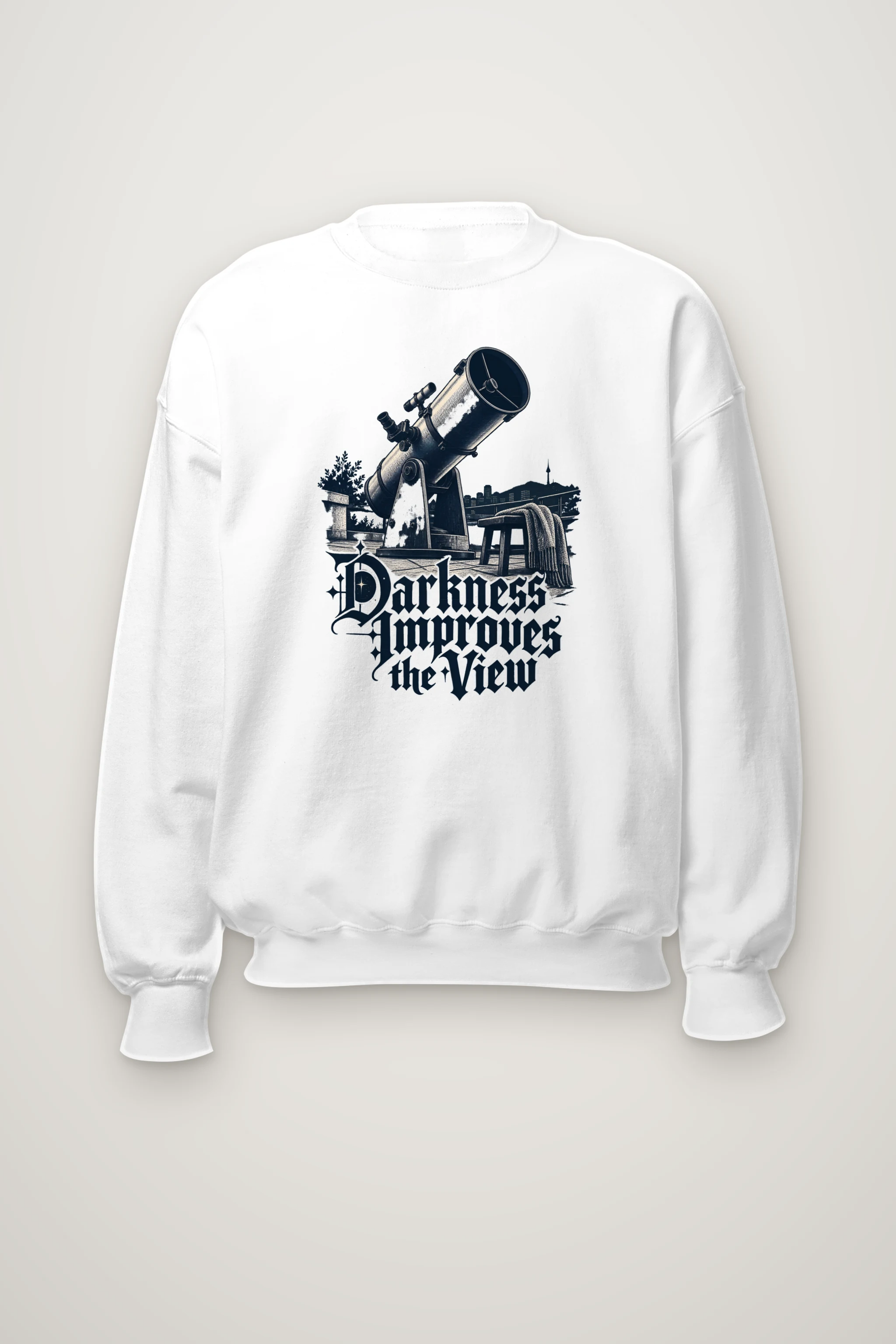 "Darkness Improves the View" Heavy Blend Unisex Crewneck Sweatshirt