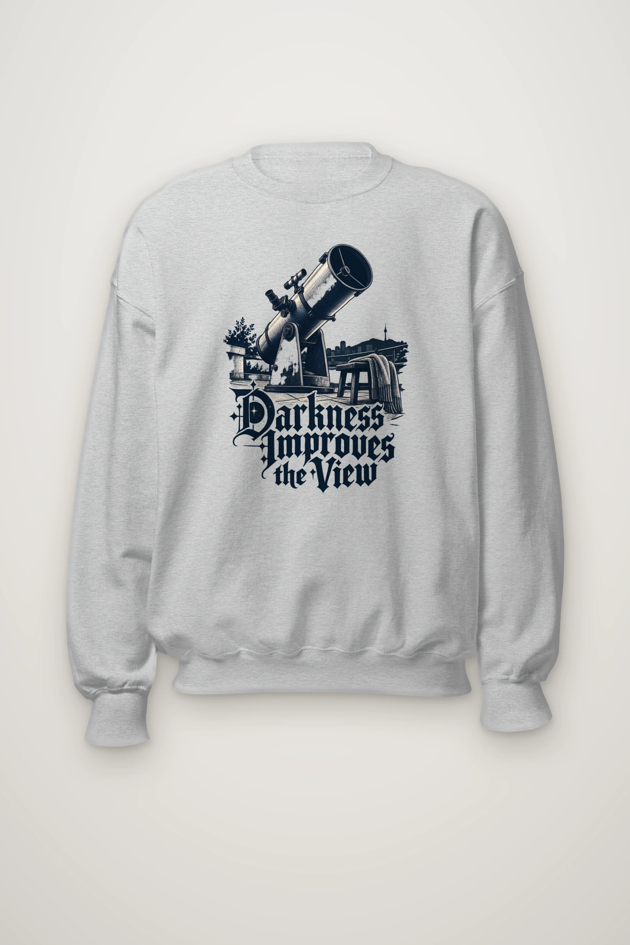 "Darkness Improves the View" Heavy Blend Unisex Crewneck Sweatshirt