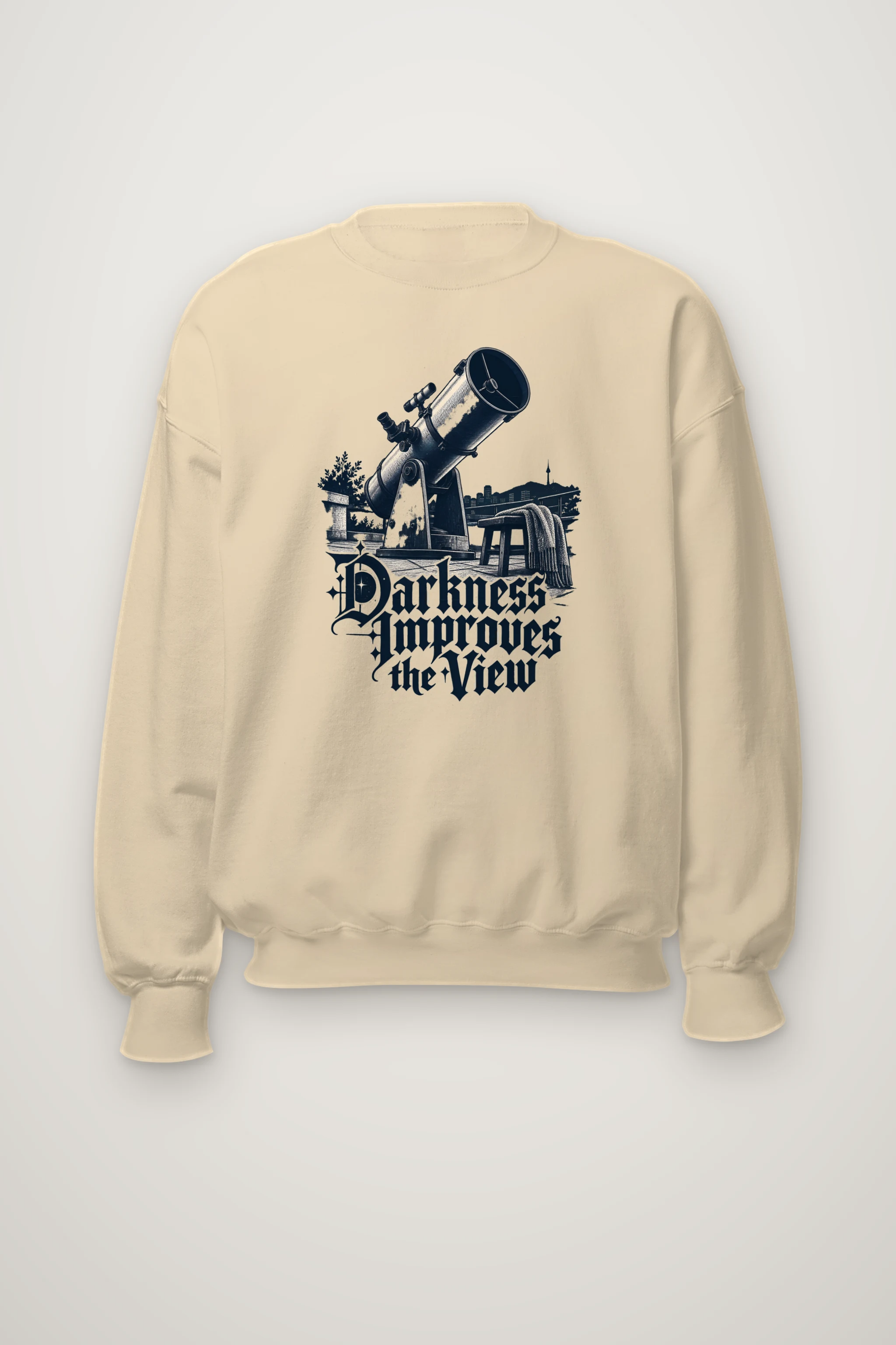 "Darkness Improves the View" Heavy Blend Unisex Crewneck Sweatshirt