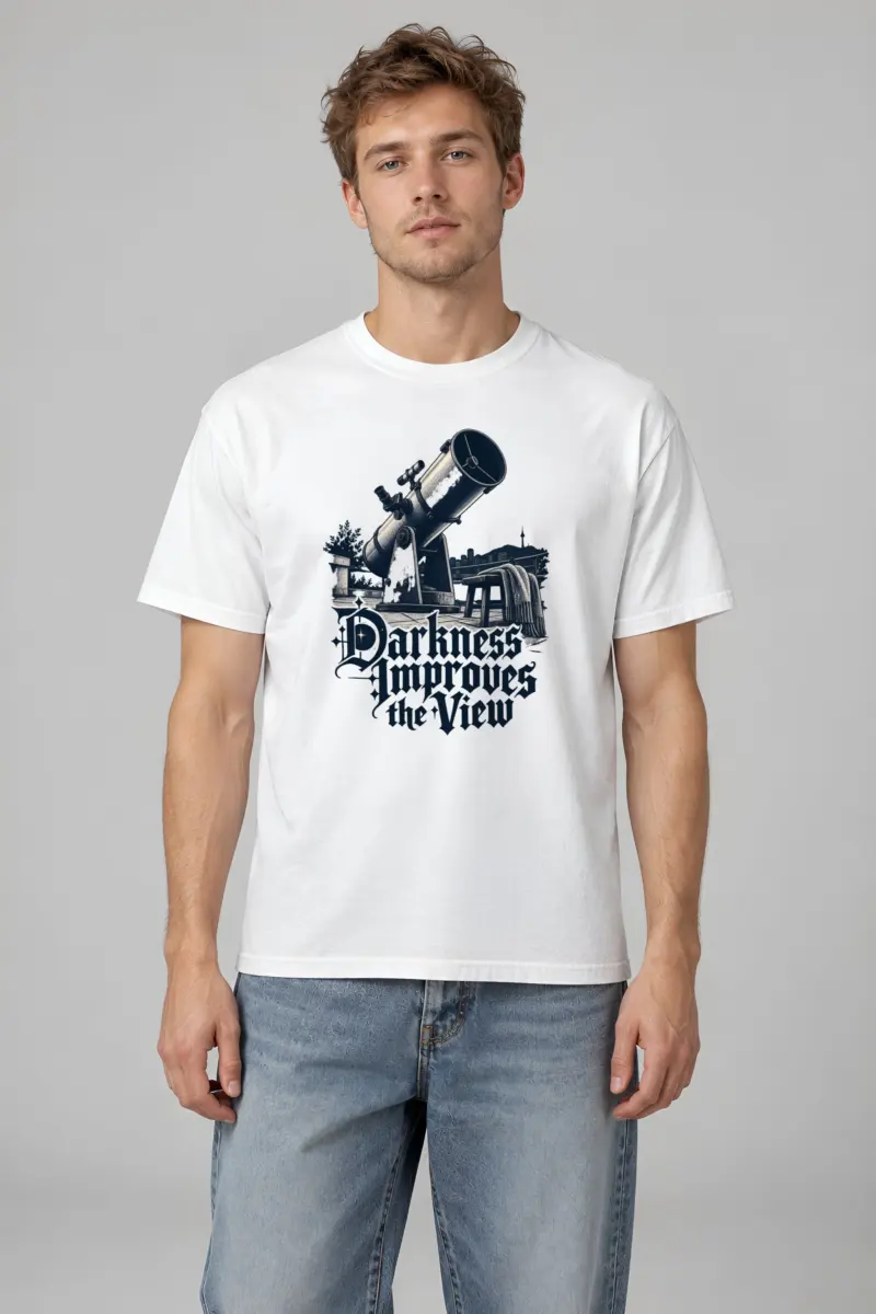 "Darkness Improves the View" Heavyweight Unisex Crewneck T-shirt