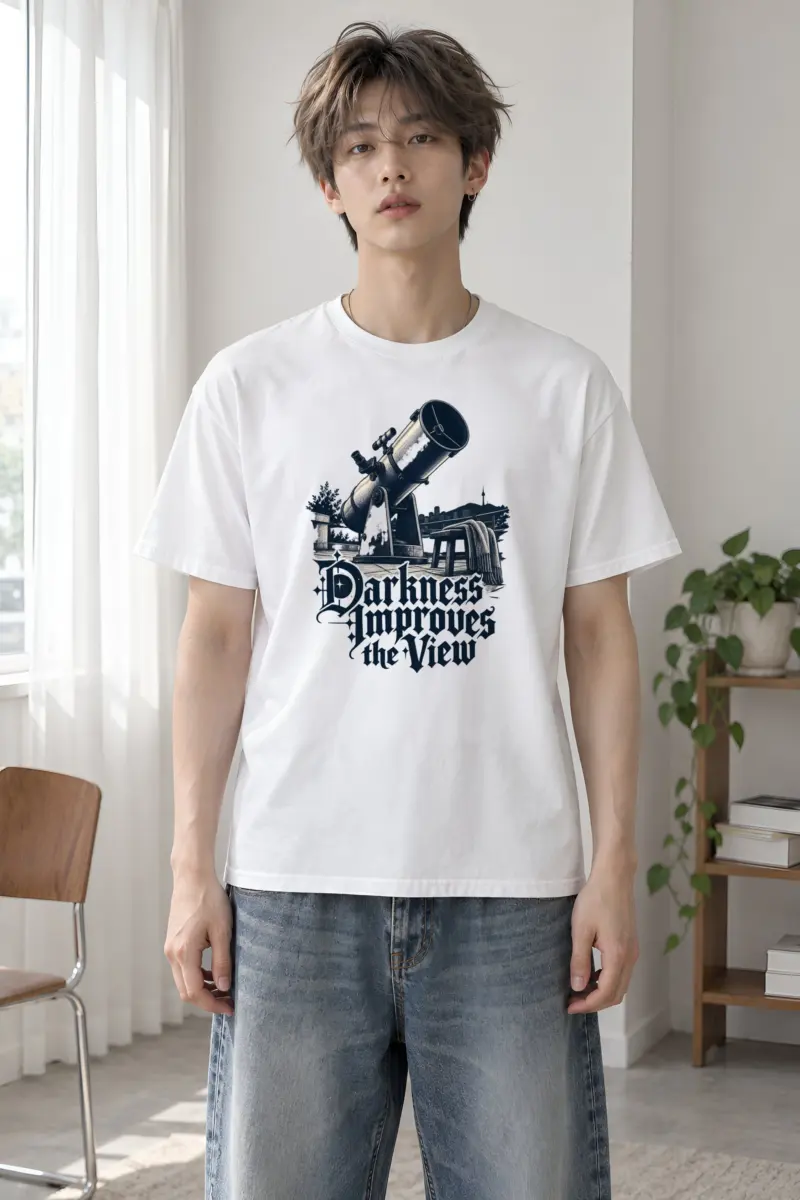 "Darkness Improves the View" Heavyweight Unisex Crewneck T-shirt