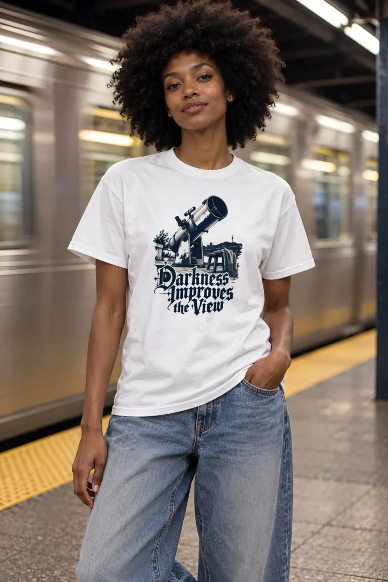 "Darkness Improves the View" Heavyweight Unisex Crewneck T-shirt