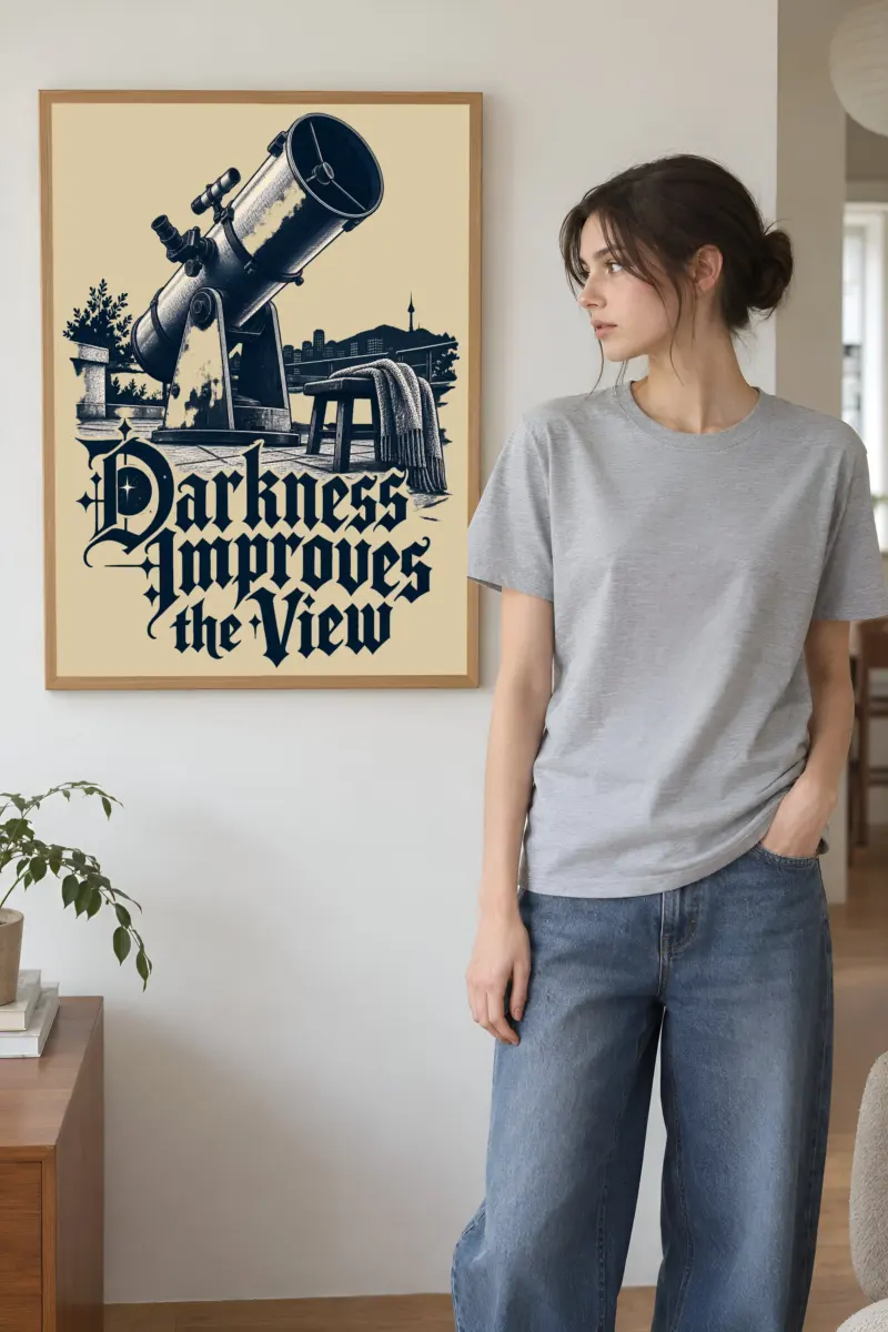 “Darkness Improves the View” Premium Wooden Framed Poster