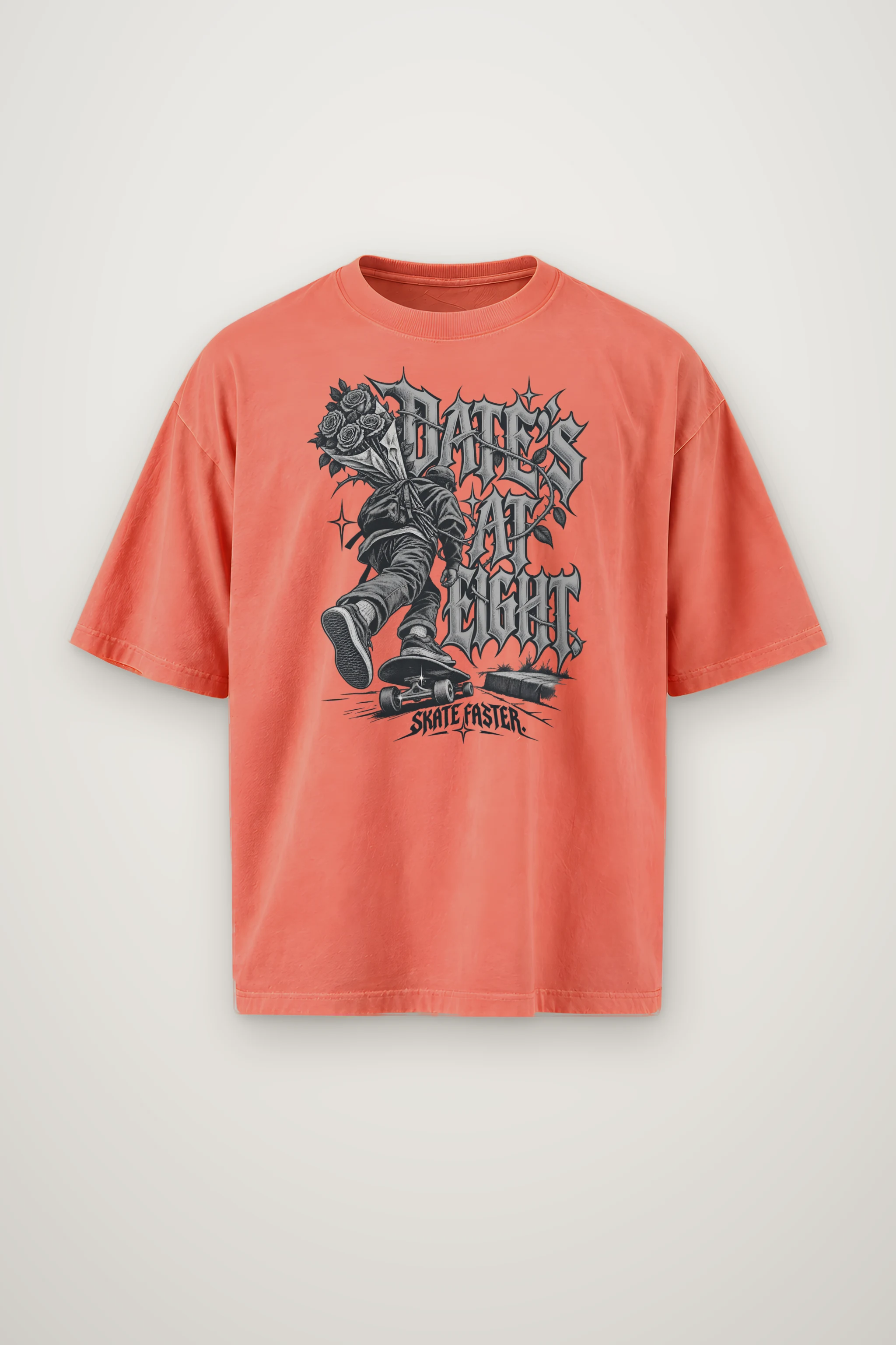 "Date's At Eight" Men's Oversized Heavyweight Crewneck T-Shirt
