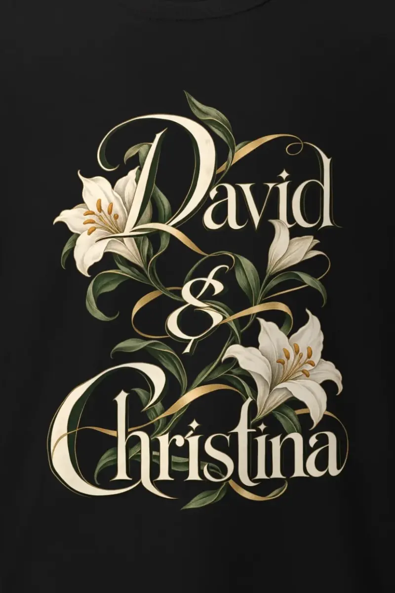 "David & Christina Lilies" Heavyweight Unisex Crewneck T-shirt