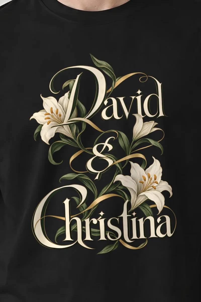 "David & Christina Lilies" Heavyweight Unisex Crewneck T-shirt