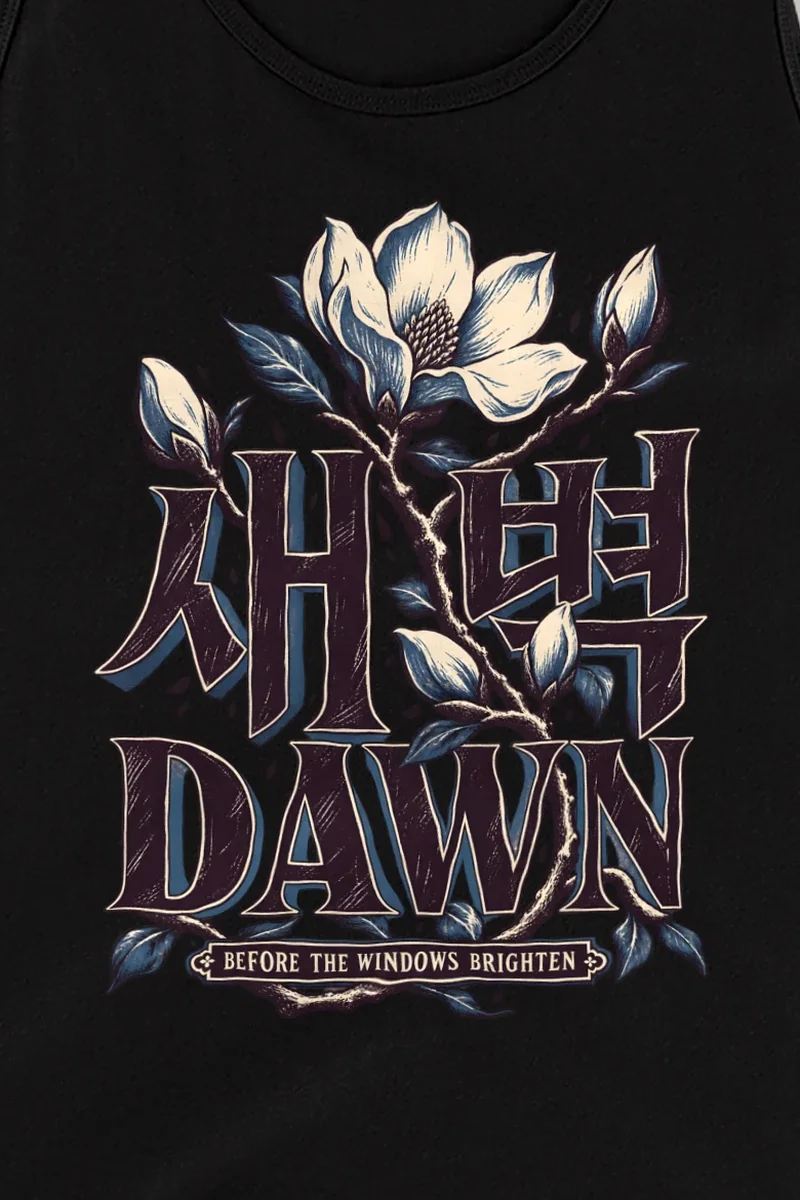 "Dawn Magnolia" Unisex Jersey Tank - the graphic up close