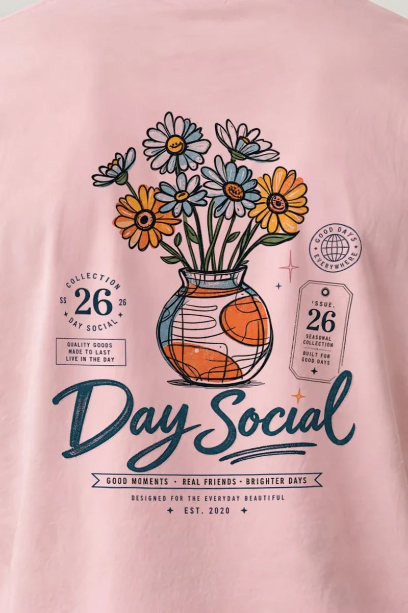 "Day Social Bouquet" Heavyweight Unisex Crewneck T-shirt