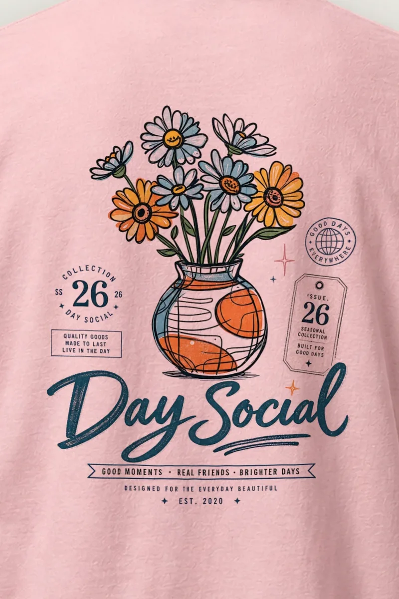 "Day Social Bouquet" Heavyweight Unisex Crewneck T-shirt