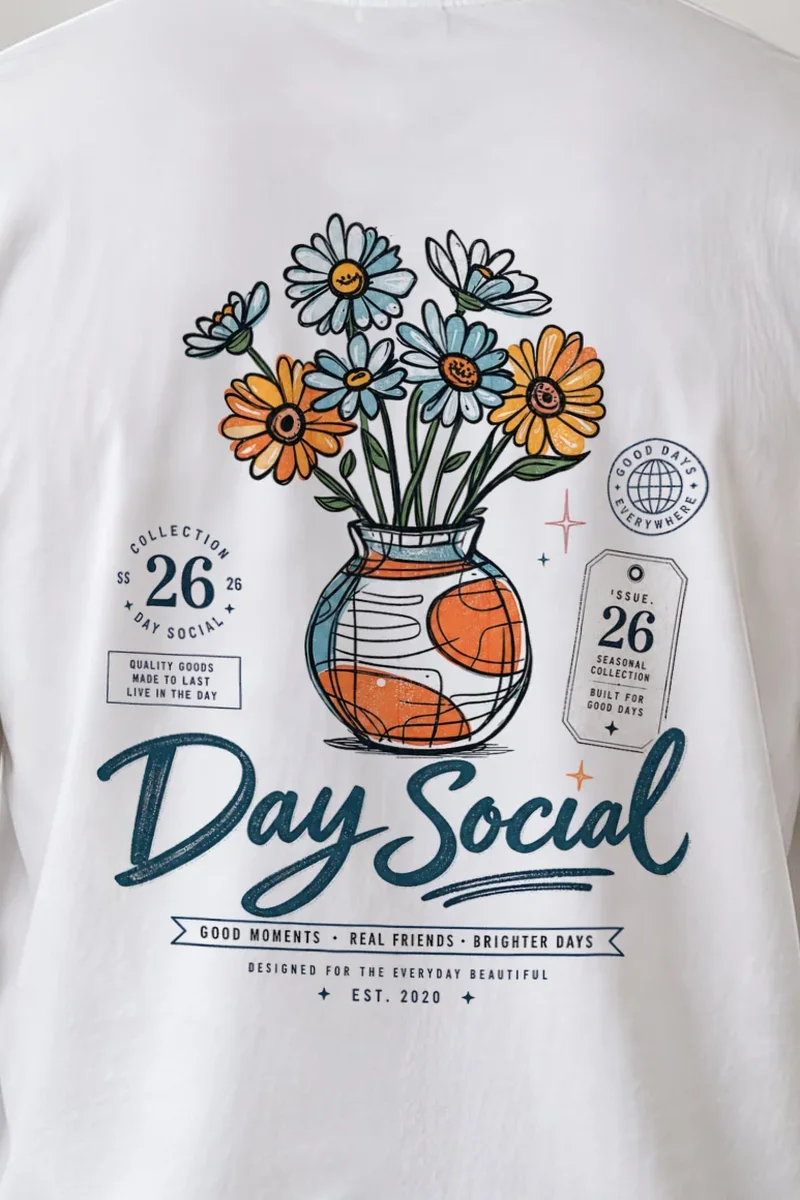 "Day Social Bouquet" Unisex Longsleeve T-shirt - the graphic up close