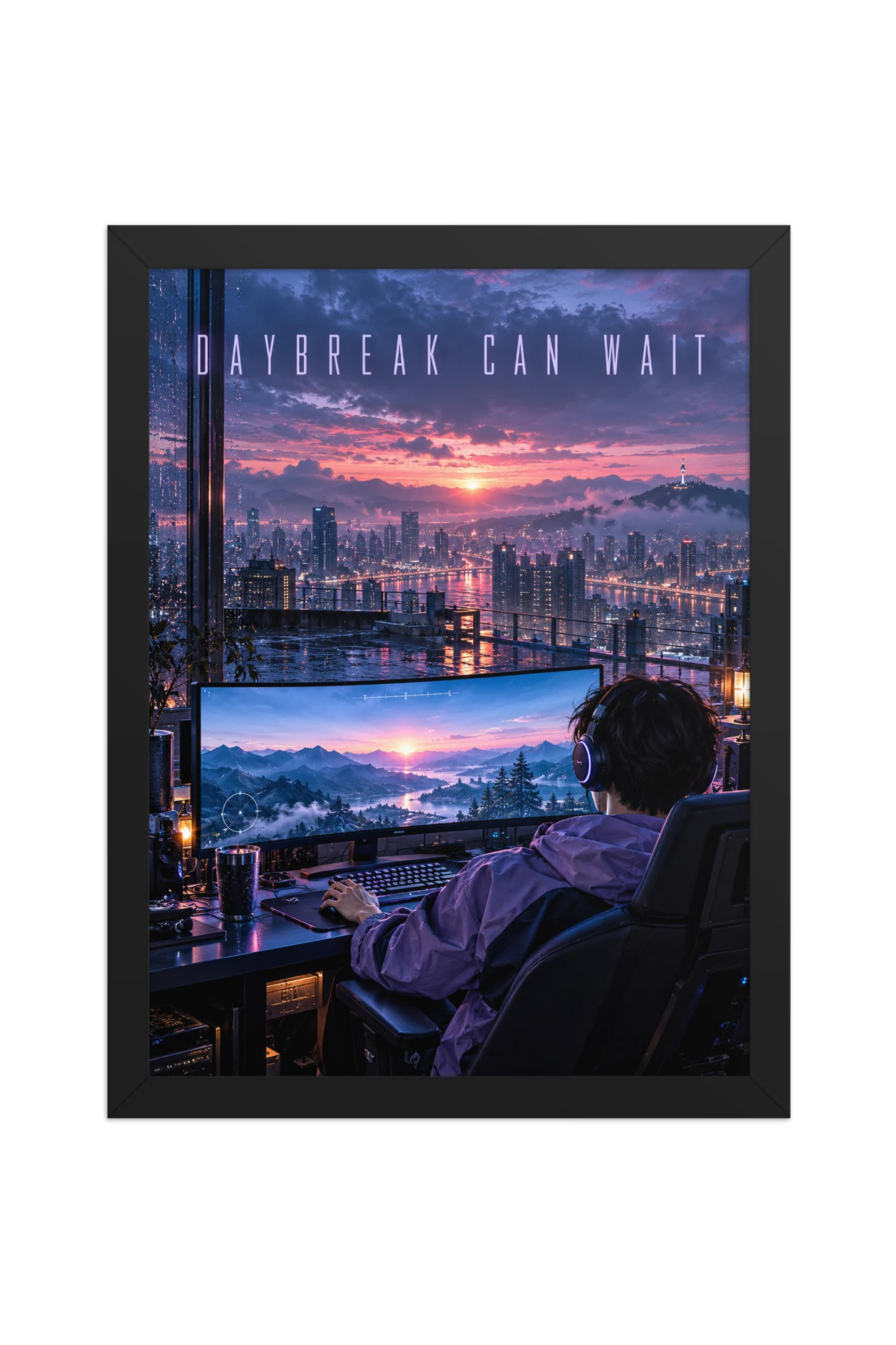 "Daybreak Can Wait" Premium Wooden Framed Poster