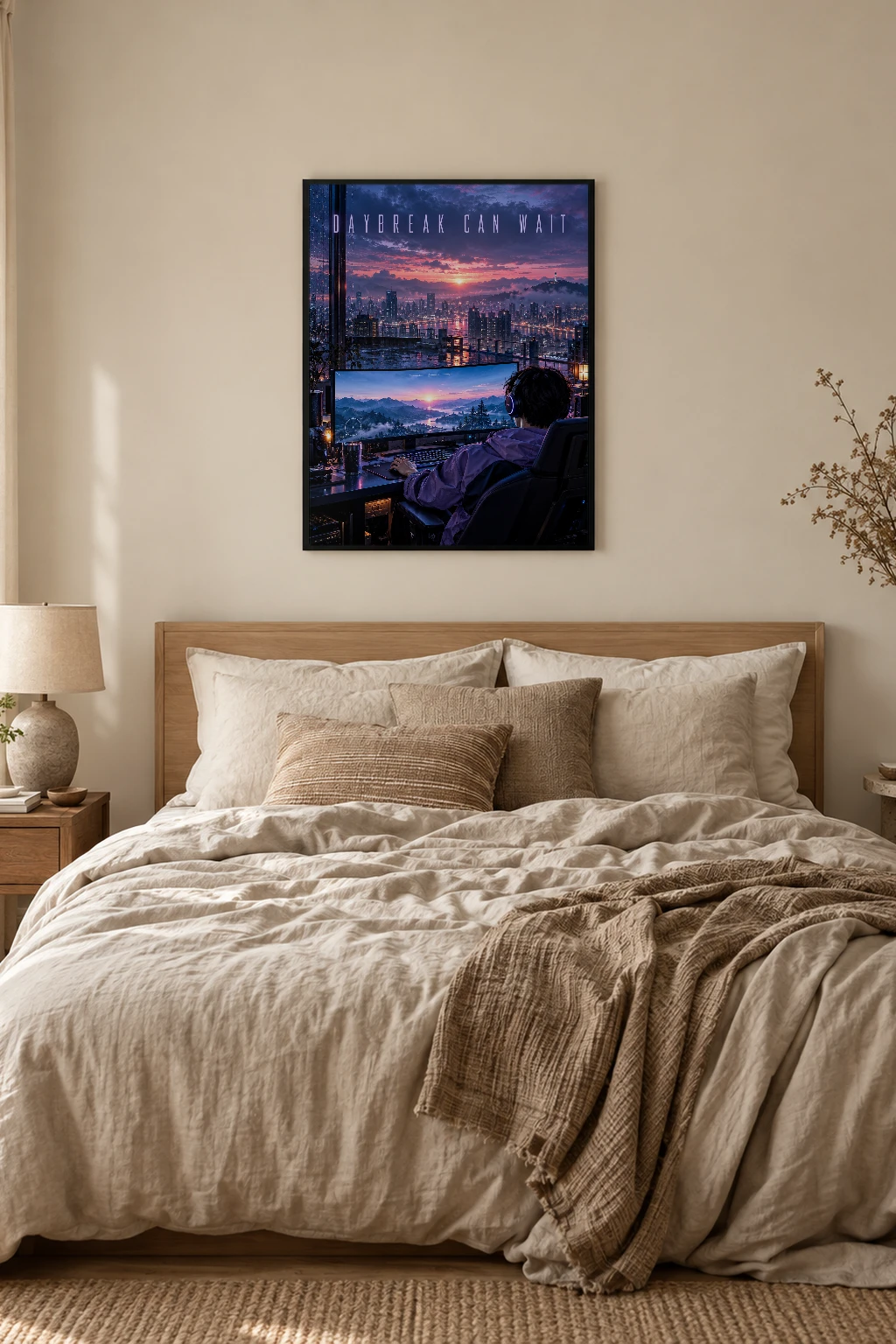 "Daybreak Can Wait" Premium Wooden Framed Poster