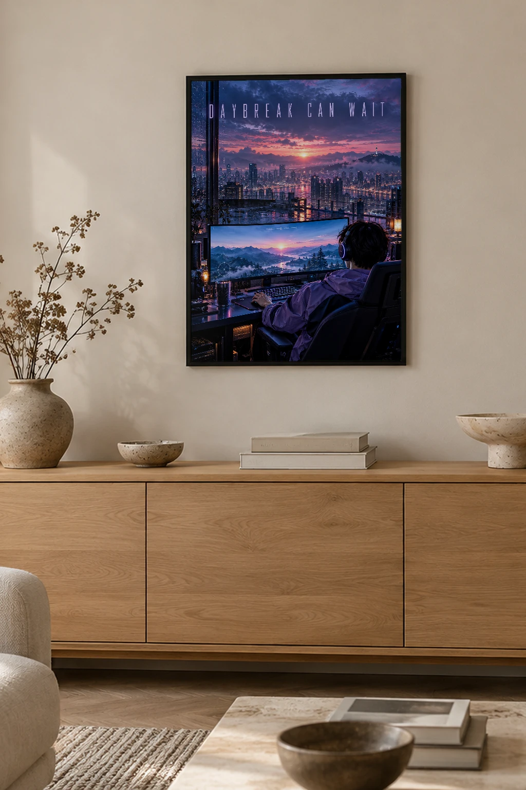 "Daybreak Can Wait" Premium Wooden Framed Poster